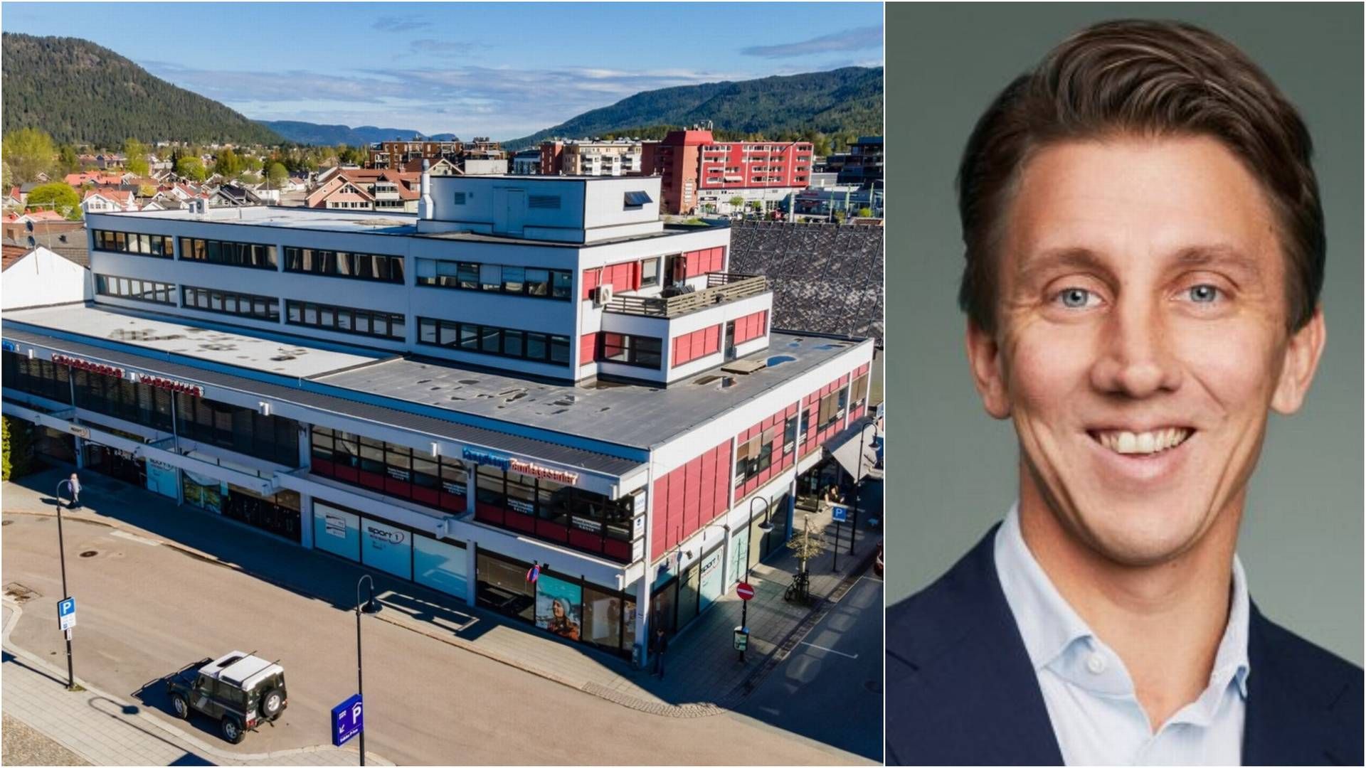 KONGSBERG SENTRUM: Magnus Tvenge eier 80 prosent av Håvet Eiendom som har kjøpt Nymoens Torg 6-8 i Kongsberg. | Foto: BNM Realist Næringsmegling og Fram Eiendom