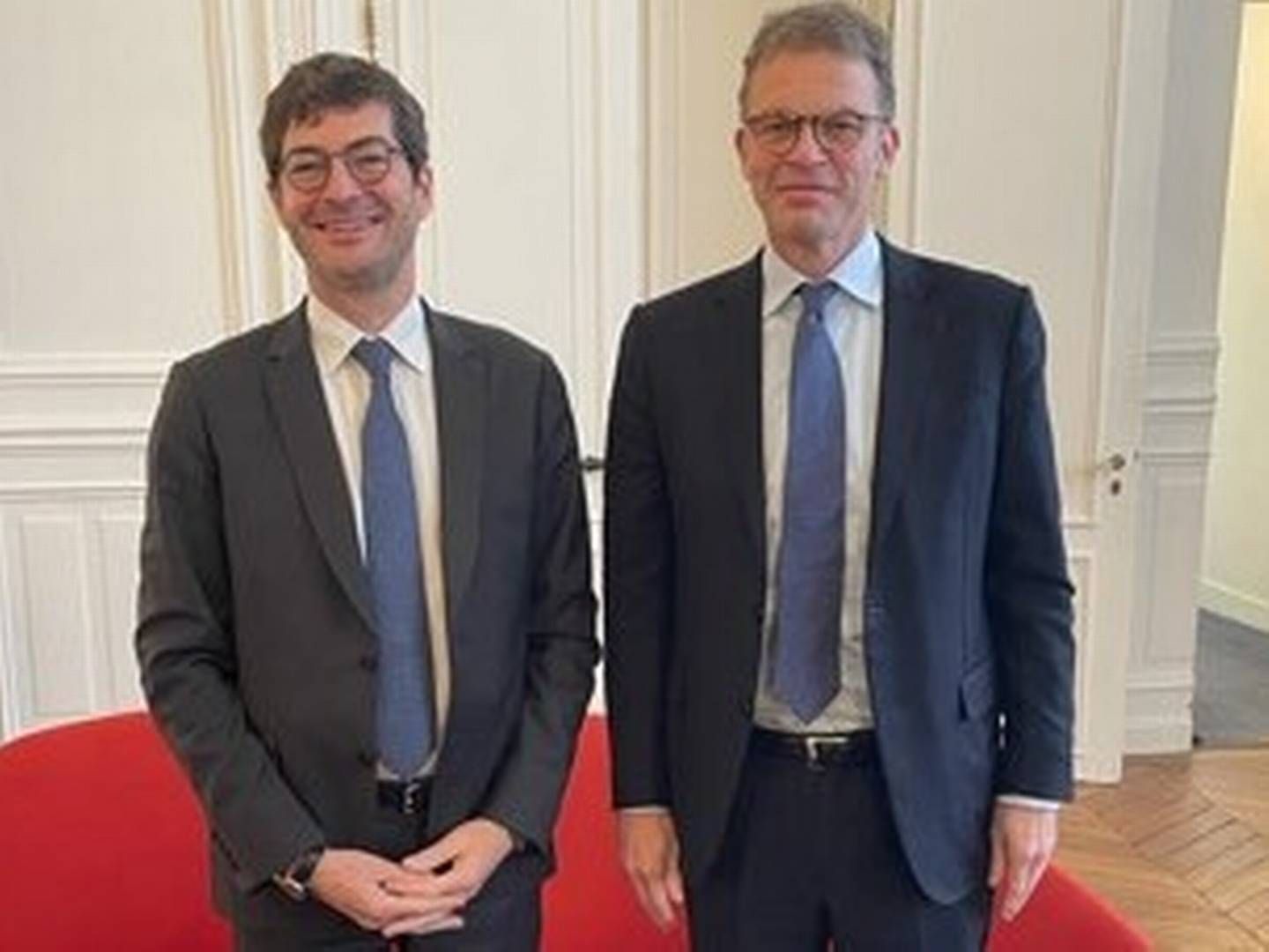 Nicolas Théry (l.) und Christian Sewing. | Foto: Fédération Bancaire Francaise