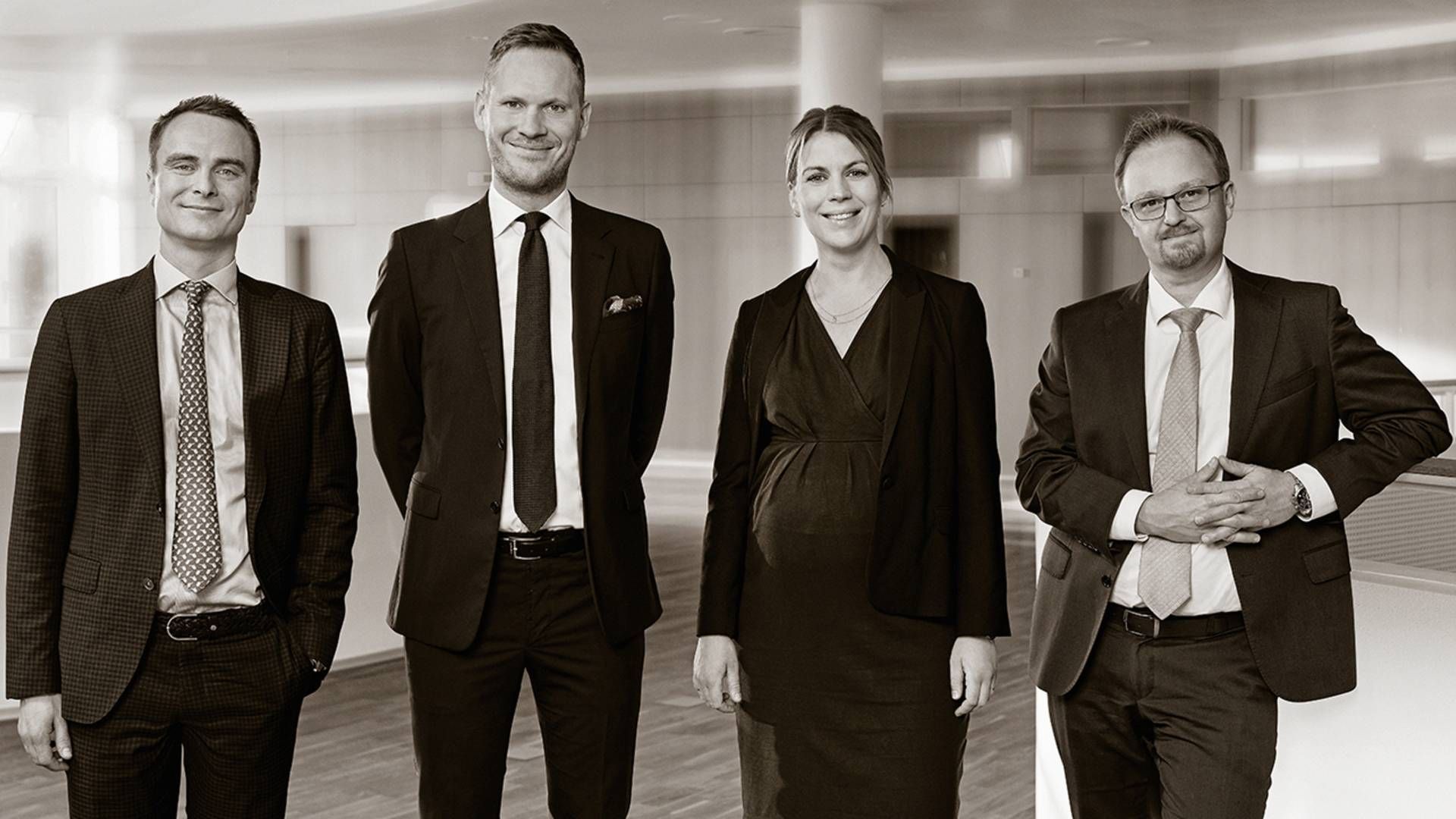 Fra venstre: Emil Spurr Madsen, Peter Helbo Langsted, Maria Schmiegelow og Rune Halkjær Ebbesen. | Foto: Horten / PR