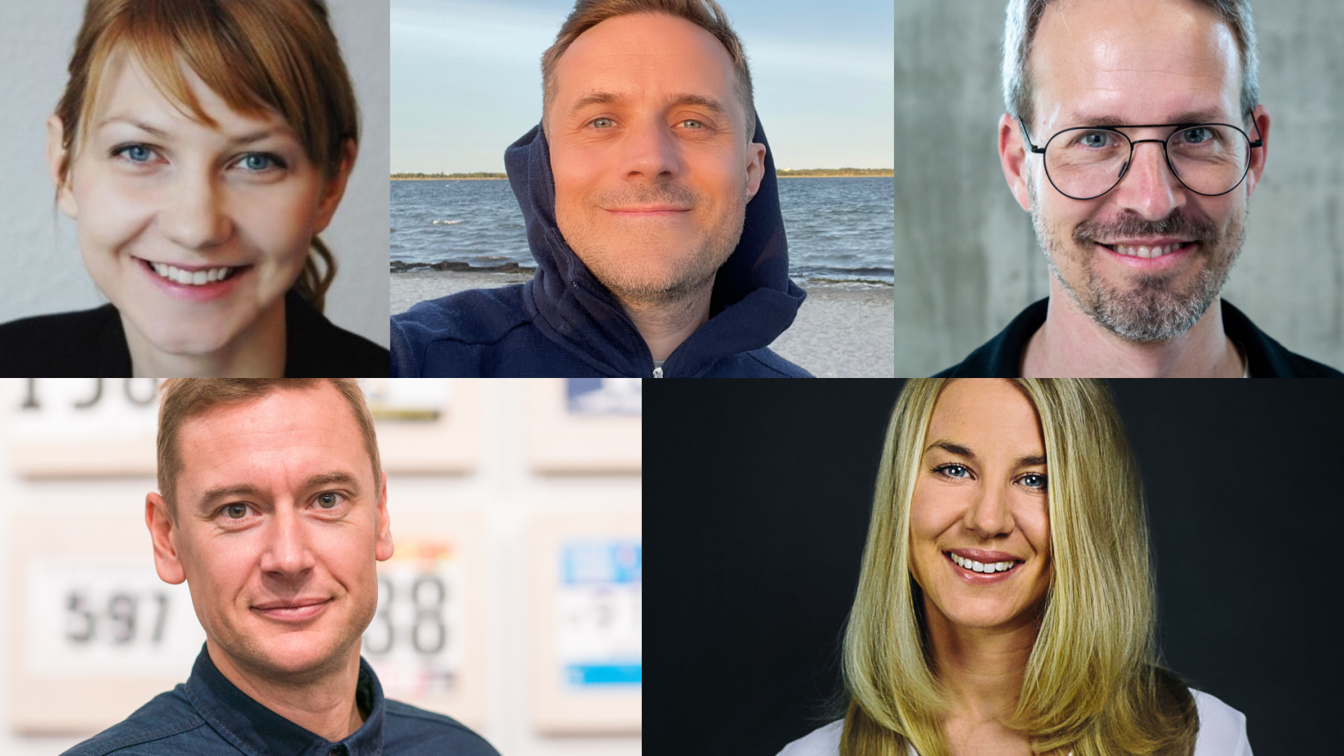 Die neuen Bitpanda-Growth-VPs, im Uhrzeigersinn (von links oben): Natalia Ruban, Will Rust, Gareth Nettleton, Magdalena Hoerhager und Henning Dorstewitz | Foto: Bitpanda