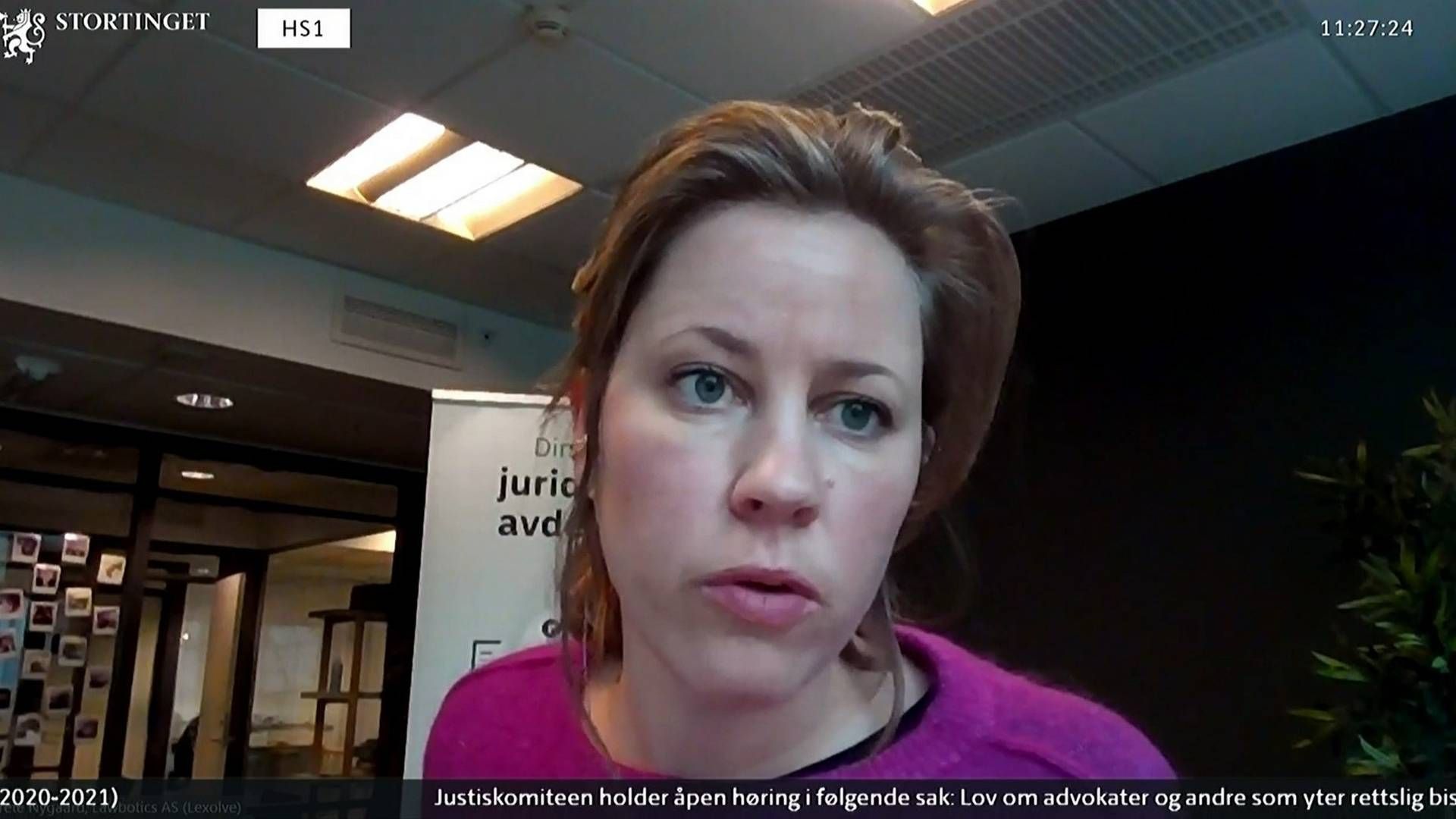 Merete Nygaard, gründer og daglig leder i Lexolve. | Foto: Skjermdump Stortingets nett-TV