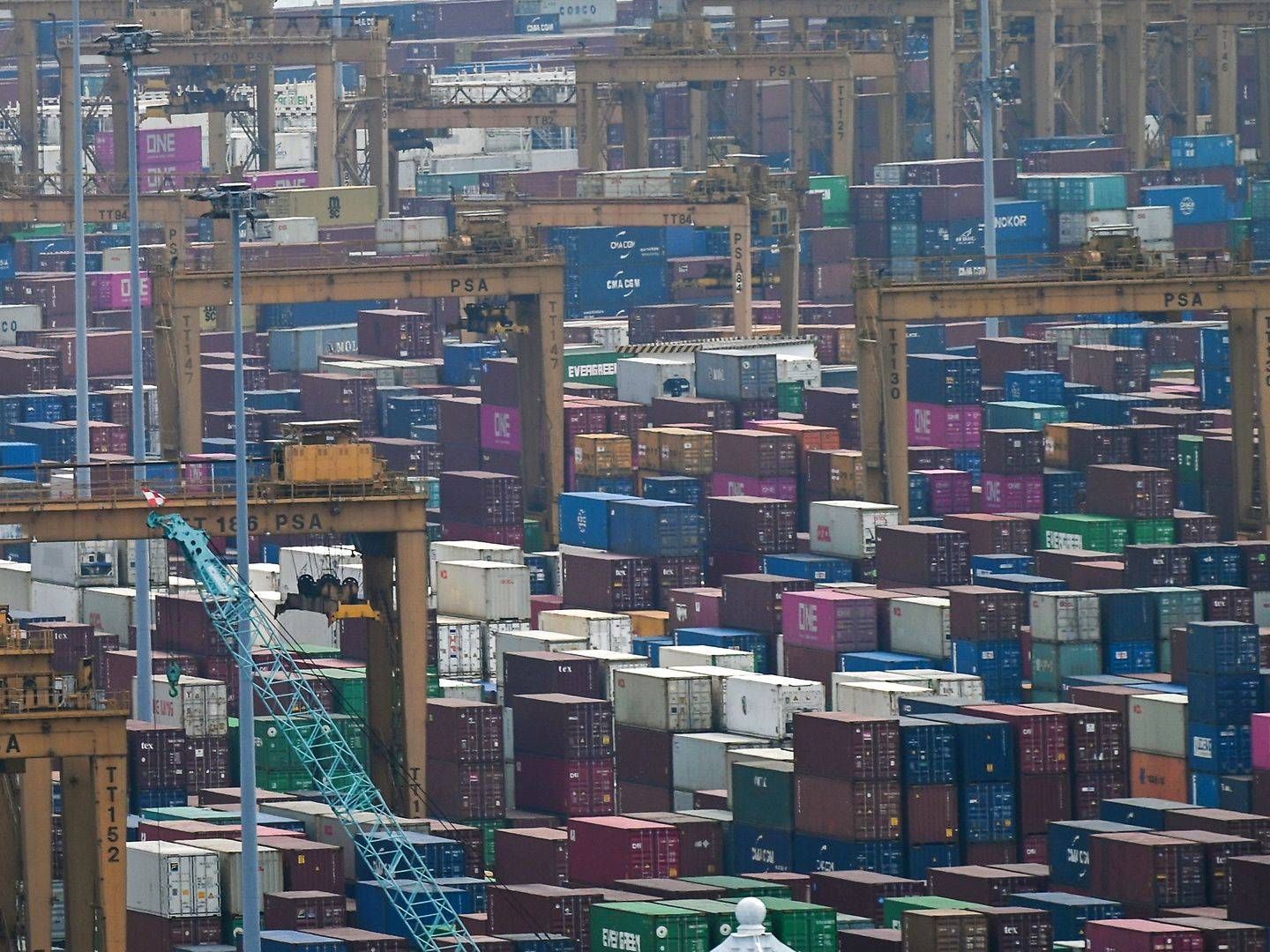 Containere på havnen i Singapore. | Foto: Roslan Rahman/AFP/Ritzau Scanpix