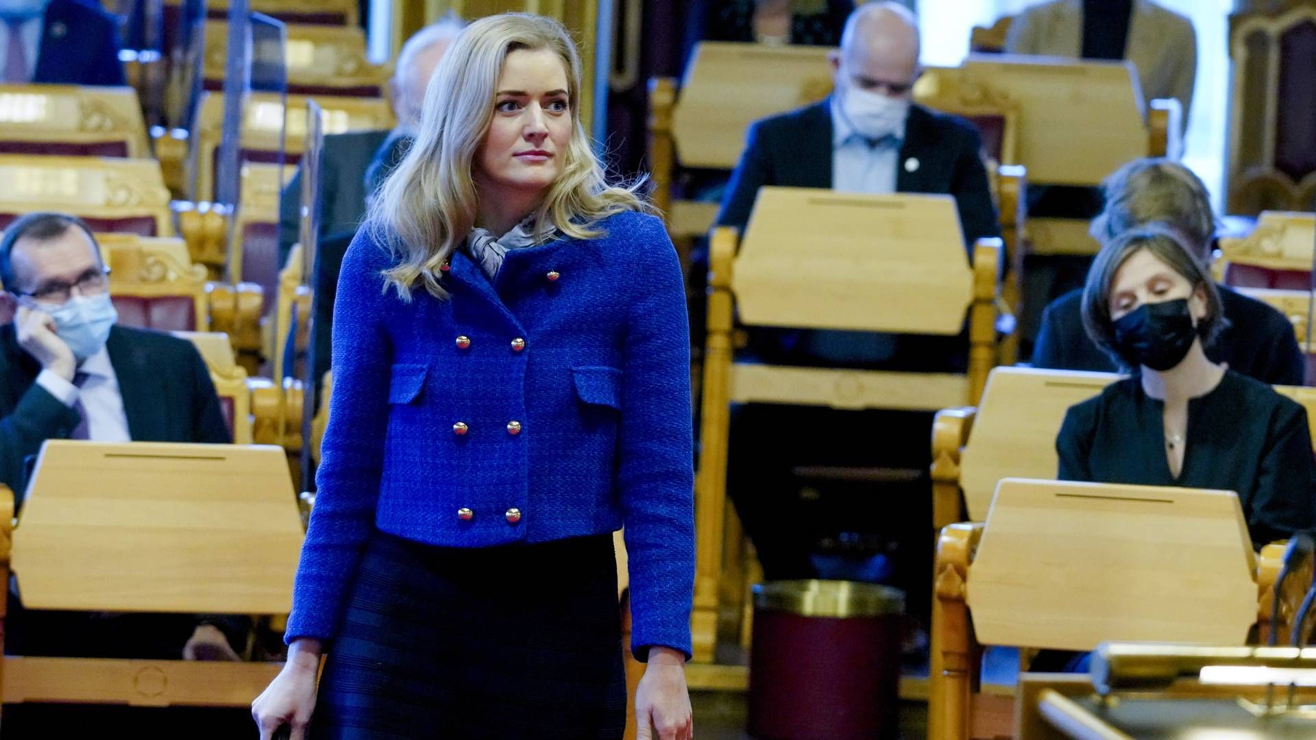 Justis- og beredskapsminister Emilie Enger Mehl (Sp) under den muntlige spørretimen i Stortinget onsdag. | Foto: Ole Berg-Rusten / NTB