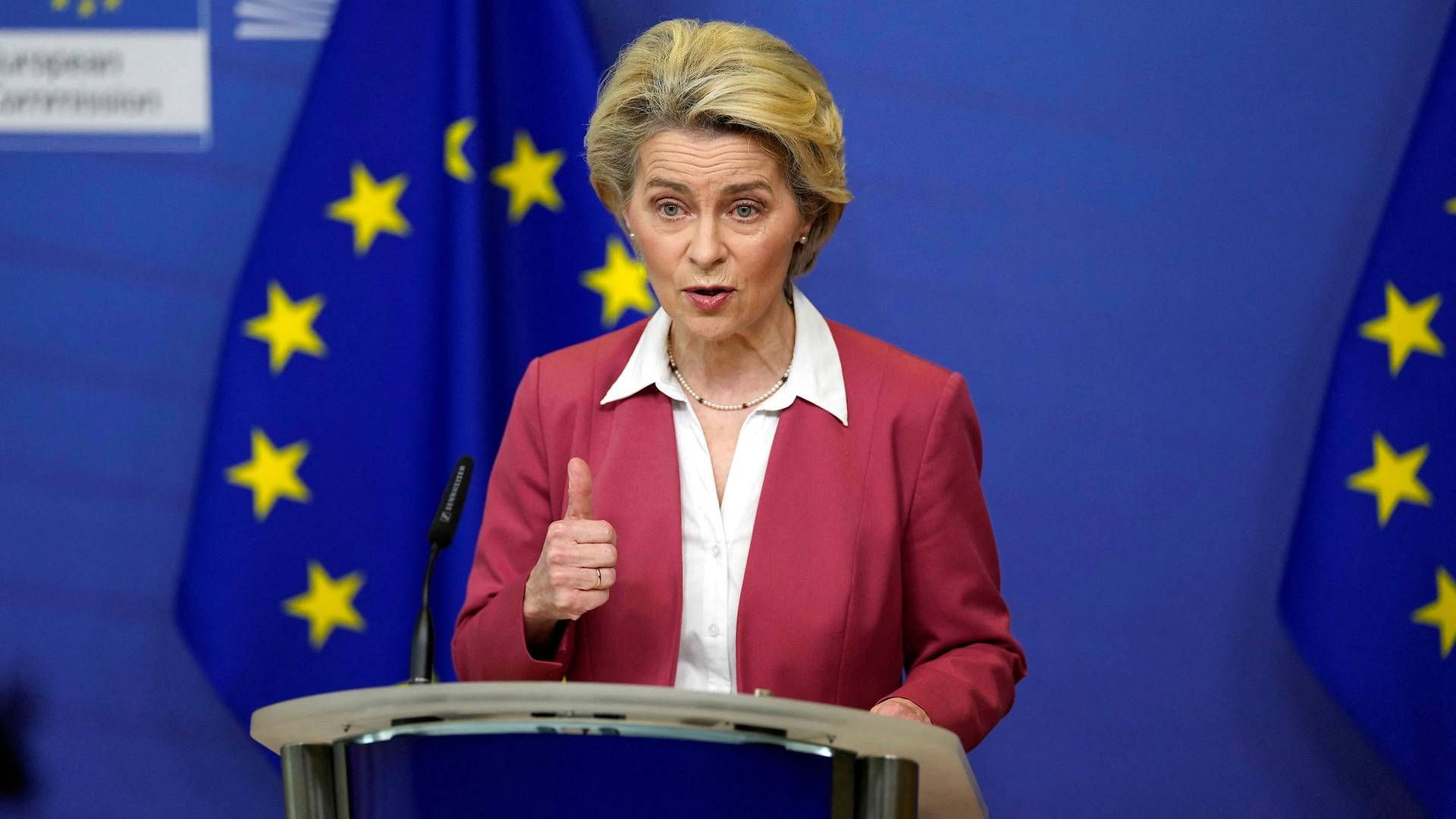 Europa-Kommissionens formand Ursula von der Leyen taler under en pressekonference om mikrochips den 8. februar 2022. | Foto: Pool/Reuters/Ritzau Scanpix