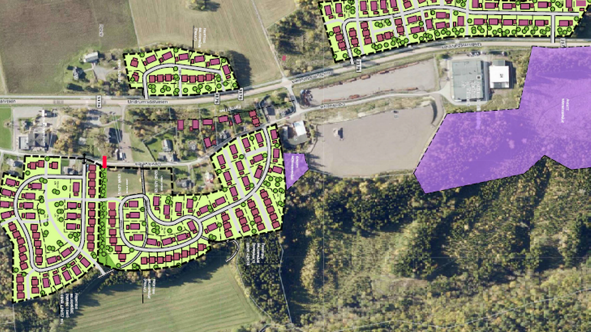 MER: Døvikgrenda ligger ved den tidligere E18 nord i Tønsberg kommune, og kan hvis grunneierne får det som de vil, bli langt mer bebygd i løpet av de neste årene.