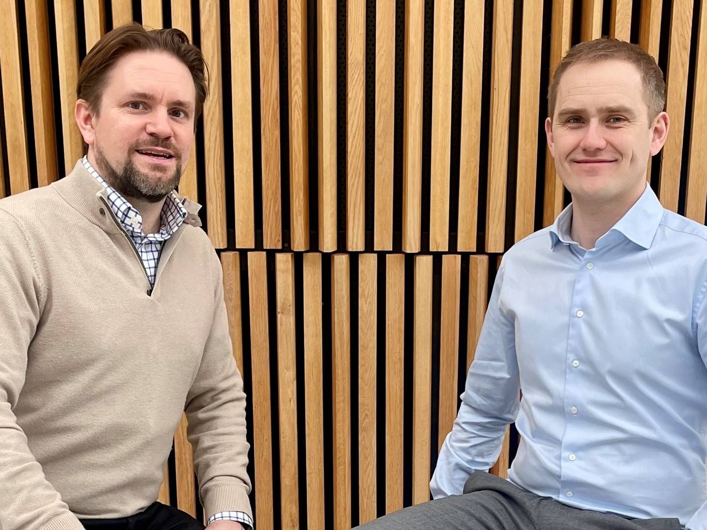 FÅR DNB MED PÅ LAGET: Finanssjef i Schibsted Ventures Norge, Anders C. Rønning, og daglig leder for FundingPartner,Geir Atle Bore, har hatt emisjon og fått med DNB på laget. | Foto: FundingPartner