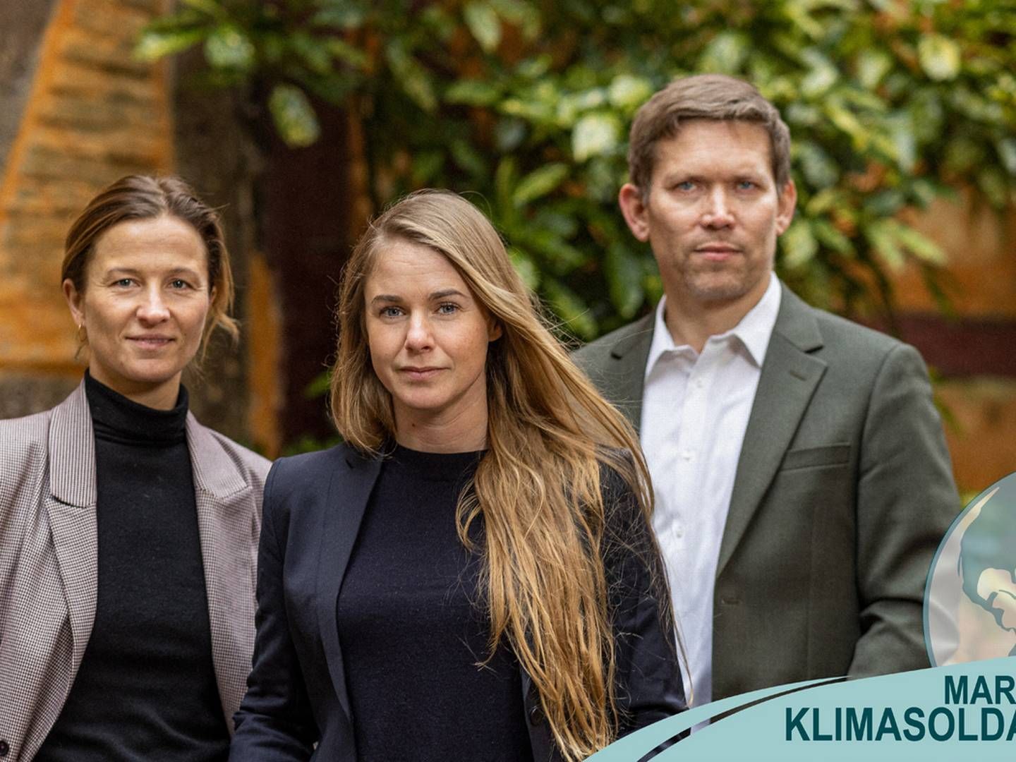 Fra venstre: Julie Fahler (medstifter), Ida Boesen (medstifter) og Simon Haldrup (adm. direktør) udgør ledelsen i Agreena, der for nylig rejste 150 mio. kr. i en kapitalrunde. | Foto: PR/Agreena, grafik: Peter Thomsen