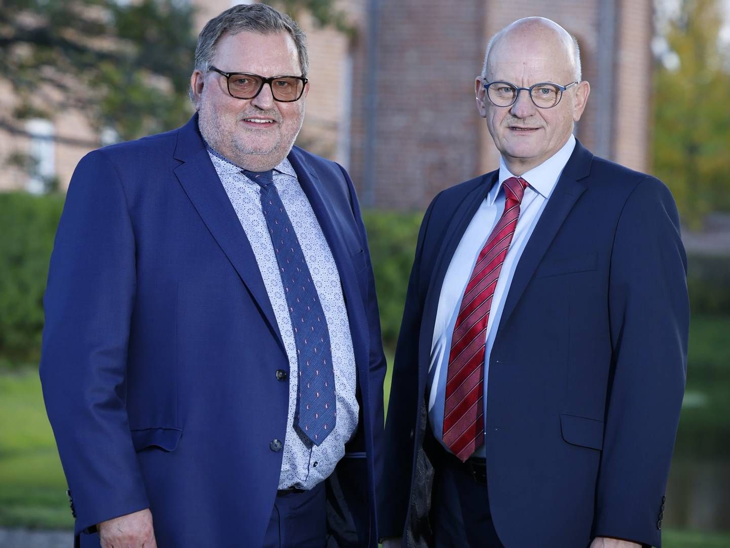 I Sparekassen Danmark er der to adm. direktører: Vagn Hansen (th.) fra Sparekassen Vendsyssel og Per Sønderup (tv.) fra Jutlander Bank. | Photo: PR/Sparekassen Danmark
