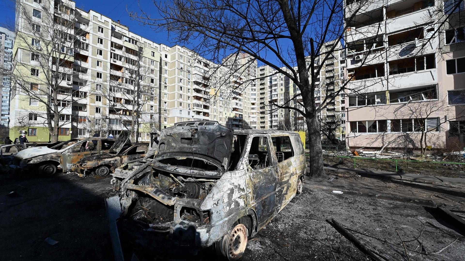 Billede fra Ukraines hovedstad Kyiv mandag - fem dage efter Ruslands invasion. | Foto: Genya Savilov / AFP / Ritzau Scanpix