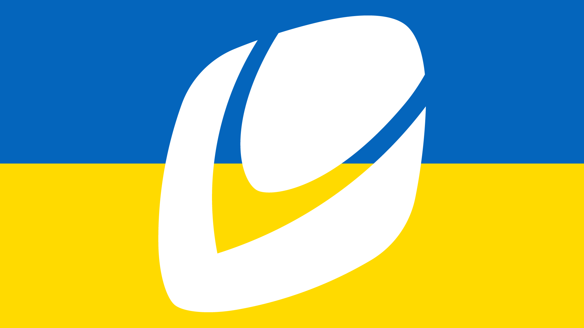 Sparebanken Vest har bestemt seg for å gi to millioner kroner til arbeid i Ukraina. Bilde av det ukrainske flagget med Sparebanken Vest sin logo. | Foto: Sparebanken Vest.