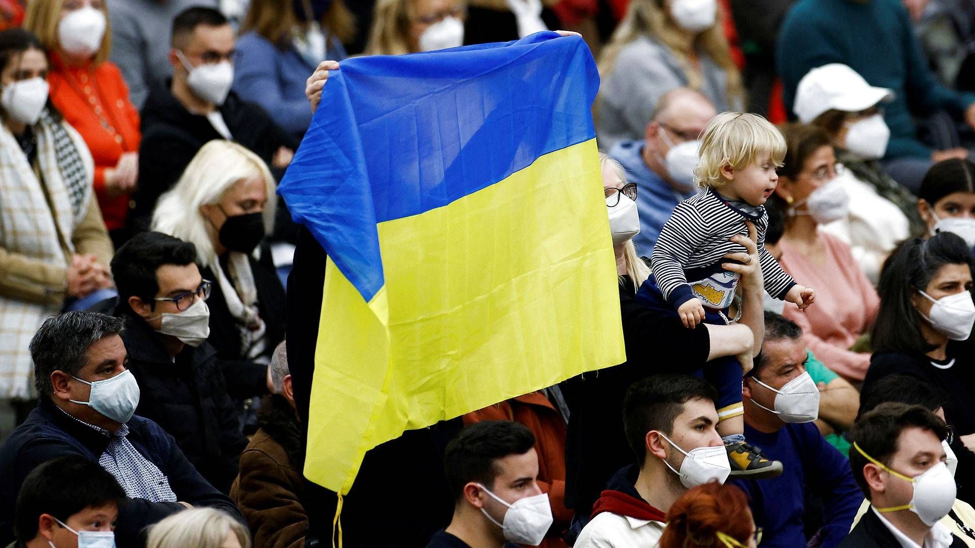 Det ukrainske flag bliver vist flere steder i verden i sympati med landet