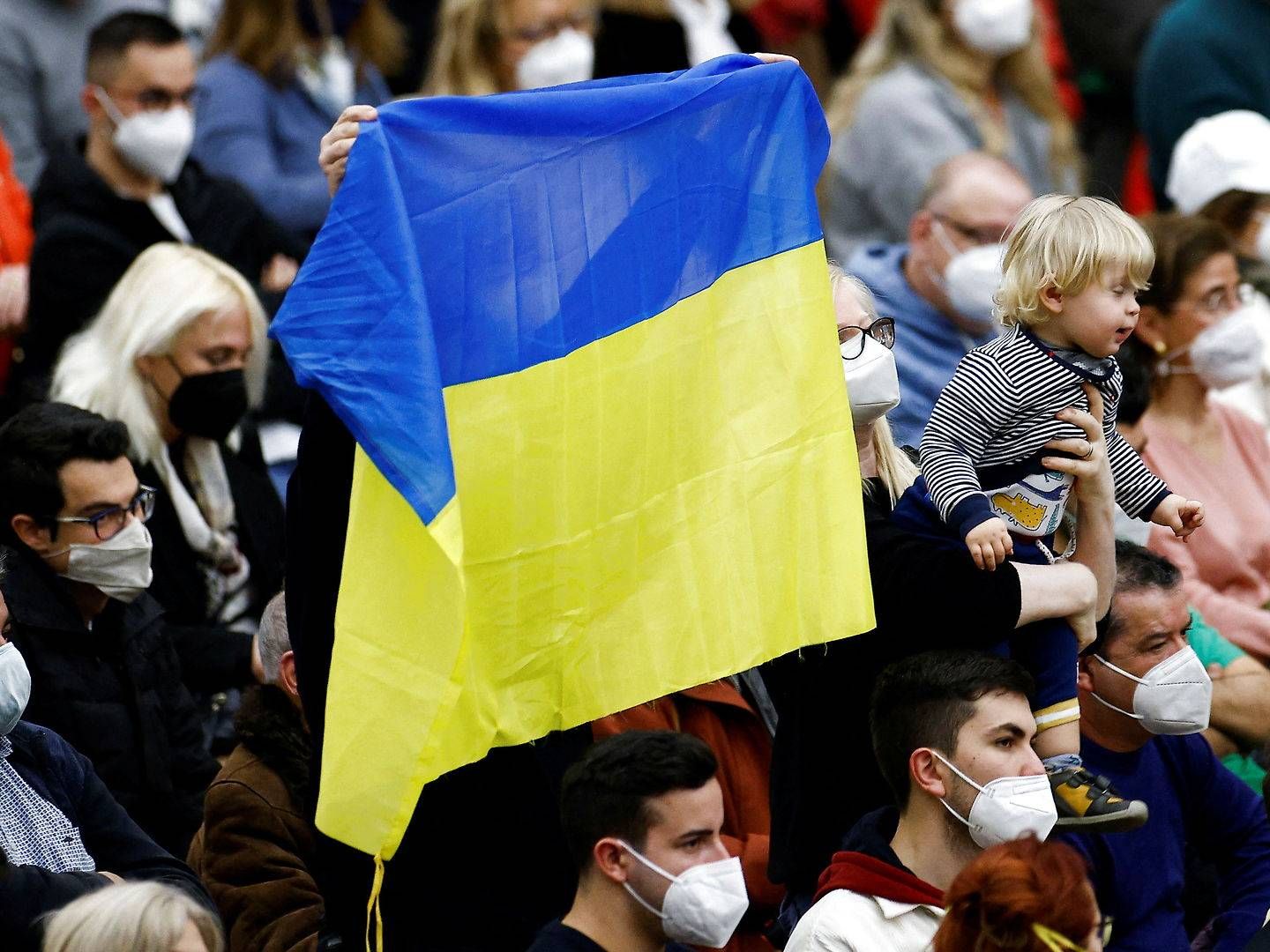 Det ukrainske flag bliver vist flere steder i verden i sympati med landet