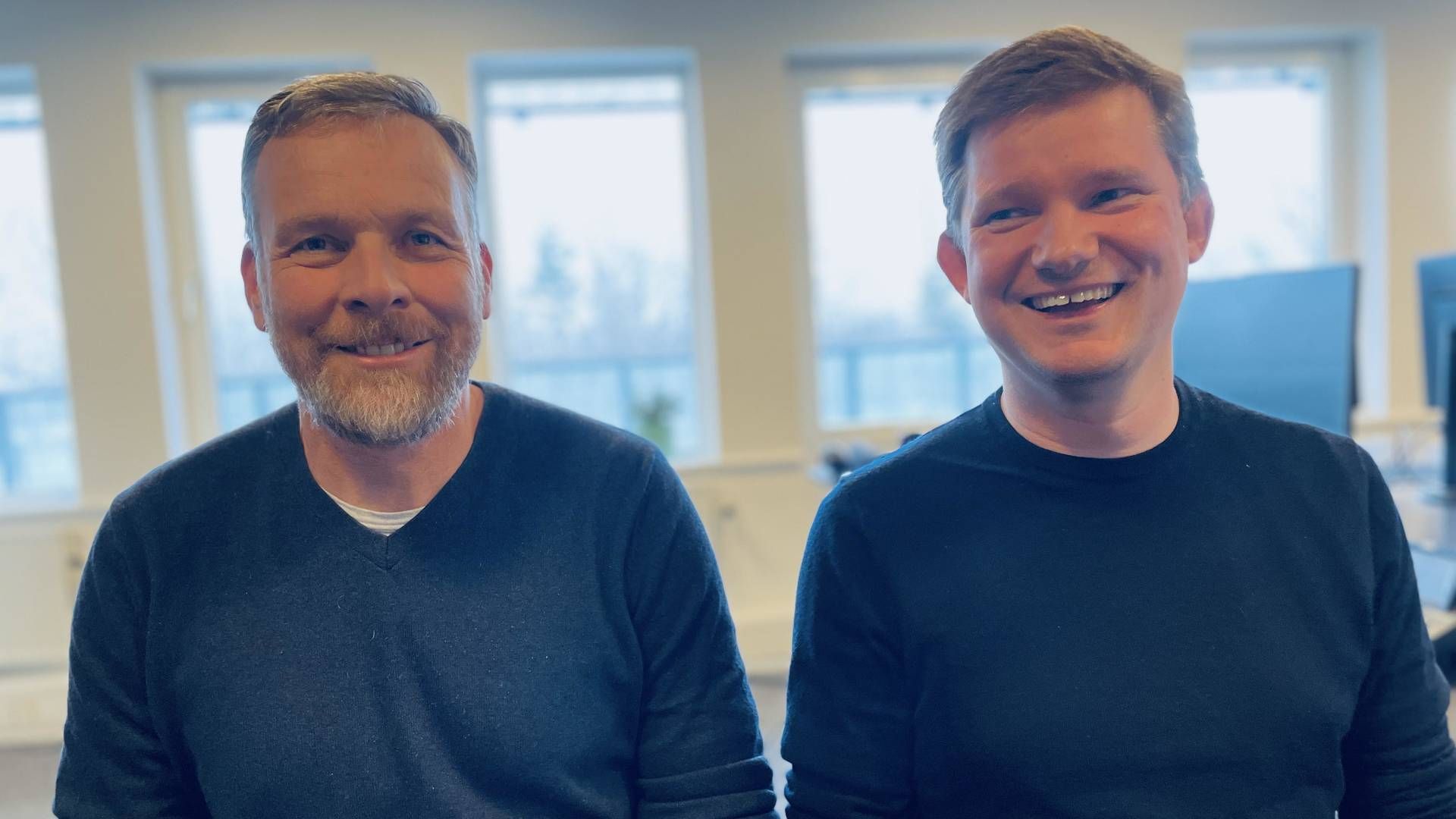 Fra venstre ses Martin Wilstrup og Kim Jensen, som stiftede softwarevirksomheden Unoit for ni år siden og netop har solgt den til EG. | Foto: Unoit