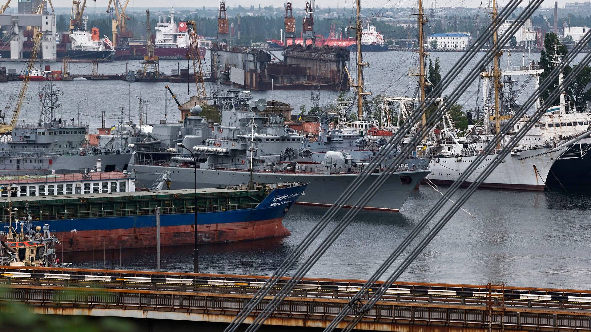 Billedet af havnen i Odessa er fra 2014 og derfor ikke relateret til skibet Helt, der ifølge Reuters er sunket ud for den ukrainske havneby. | Foto: Vadim Ghirda/AP/Ritzau Scanpix