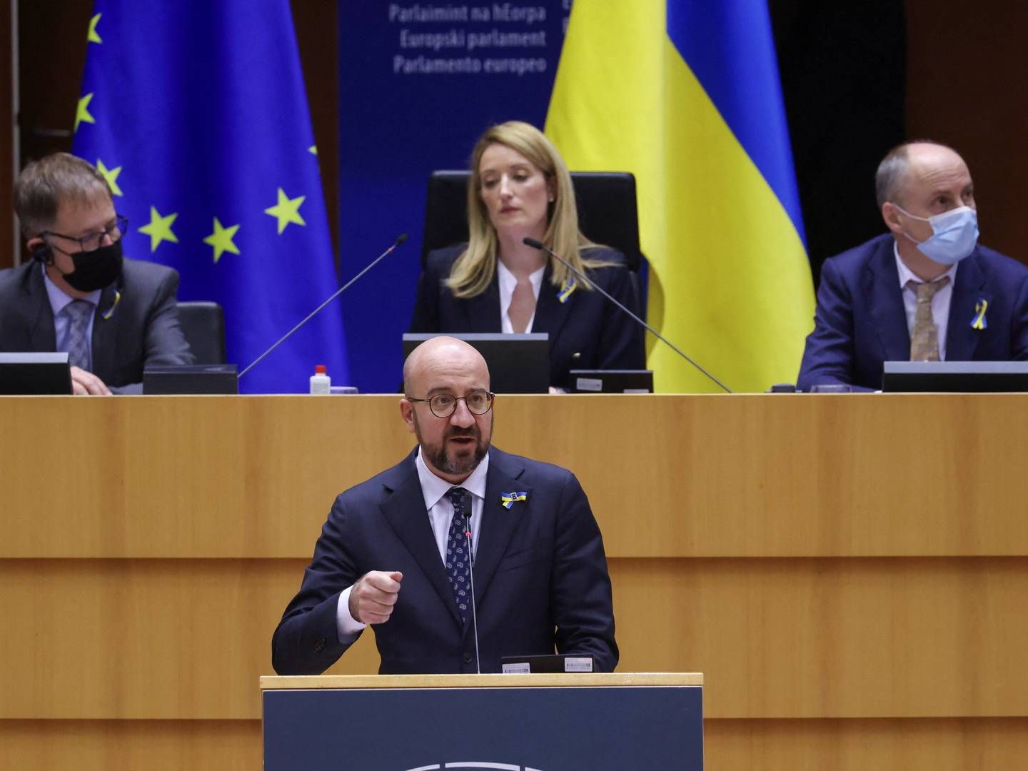 "Det bliver svært. Vi ved, at der er mange forskellige synspunkter i Europa," siger EU-præsident Charles Michel om Ukraines ansøgning om medlemskab. | Foto: Yves Herman/REUTERS / X00380