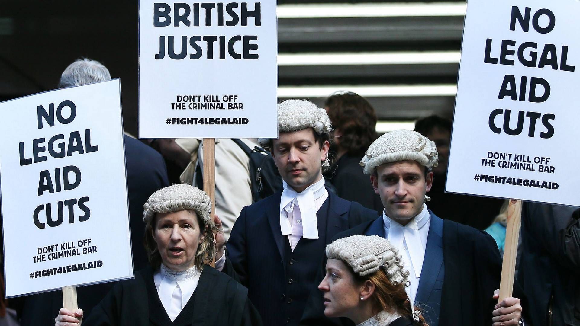 Britiske advokater planlægger strejke og aktionsdage over strid om retshjælpsalærer. | Foto: Alastair Grant/AP/Ritzau Scanpix