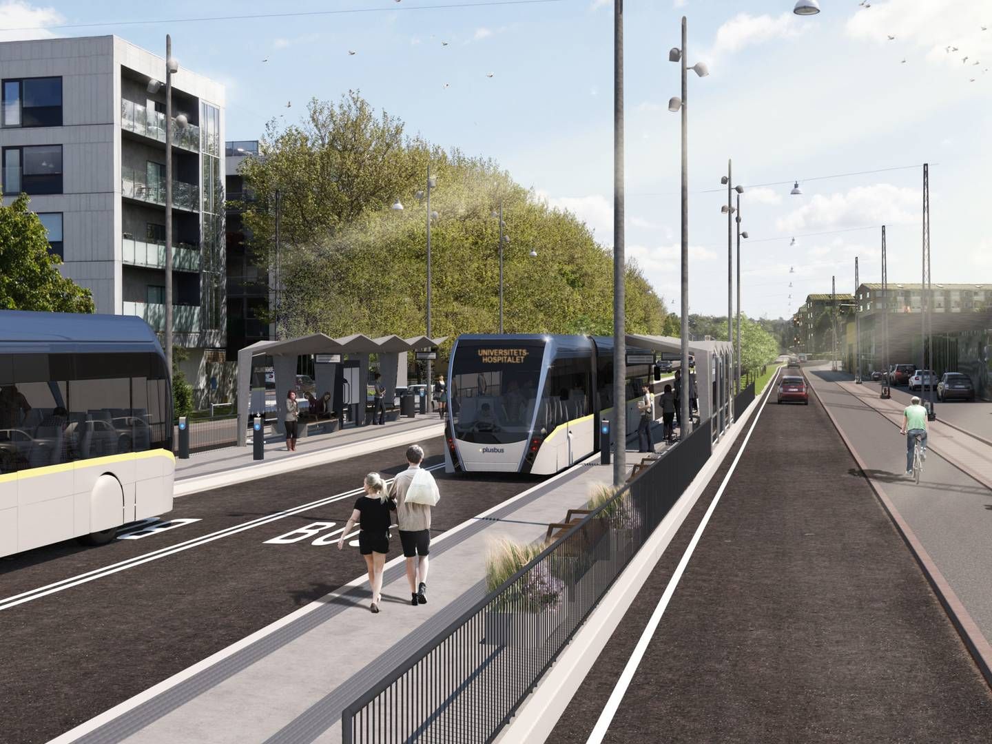 En BRT-bane, som denne i Aalborg, kan muligvis blive en realitet på Spanien-Brabrand-strækningen i Aarhus. | Foto: AALBORG KOMMUNE