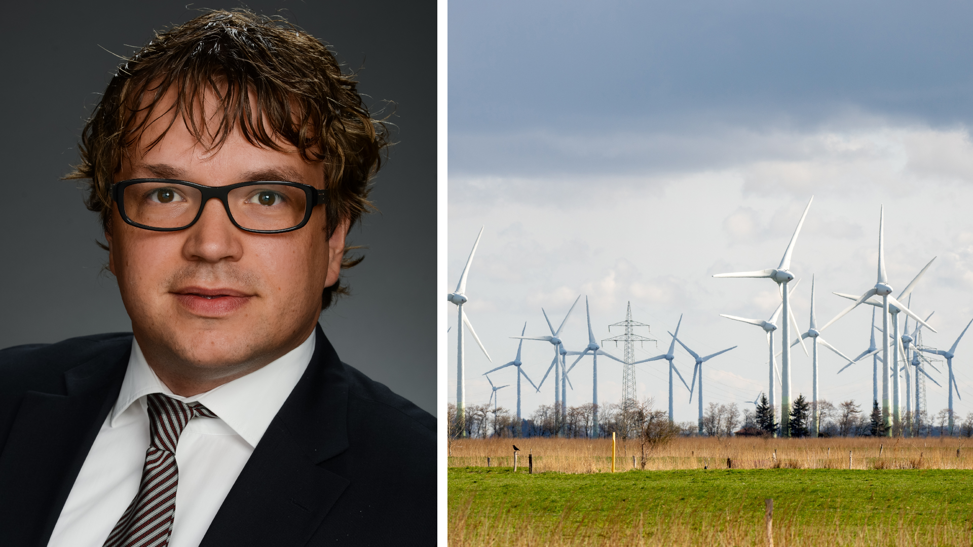 Tim Koenemann und ein Windpark | Foto: Commerzbank/picture alliance/dpa | Hauke-Christian Dittrich