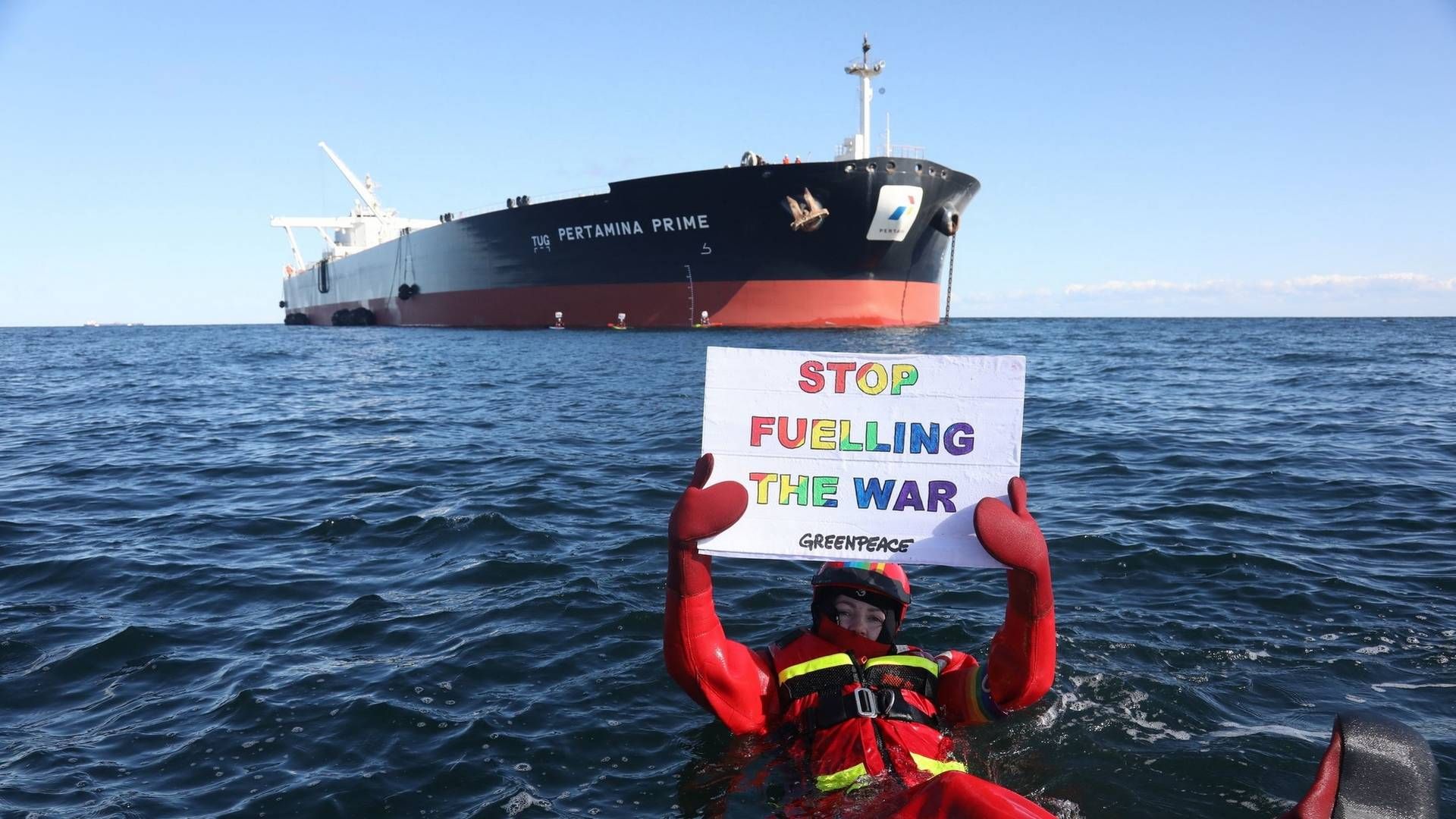 Greenpeace-aktion mod russisk gas i sidste uge. | Foto: KRISTIAN BUUS/AFP / Greenpeace