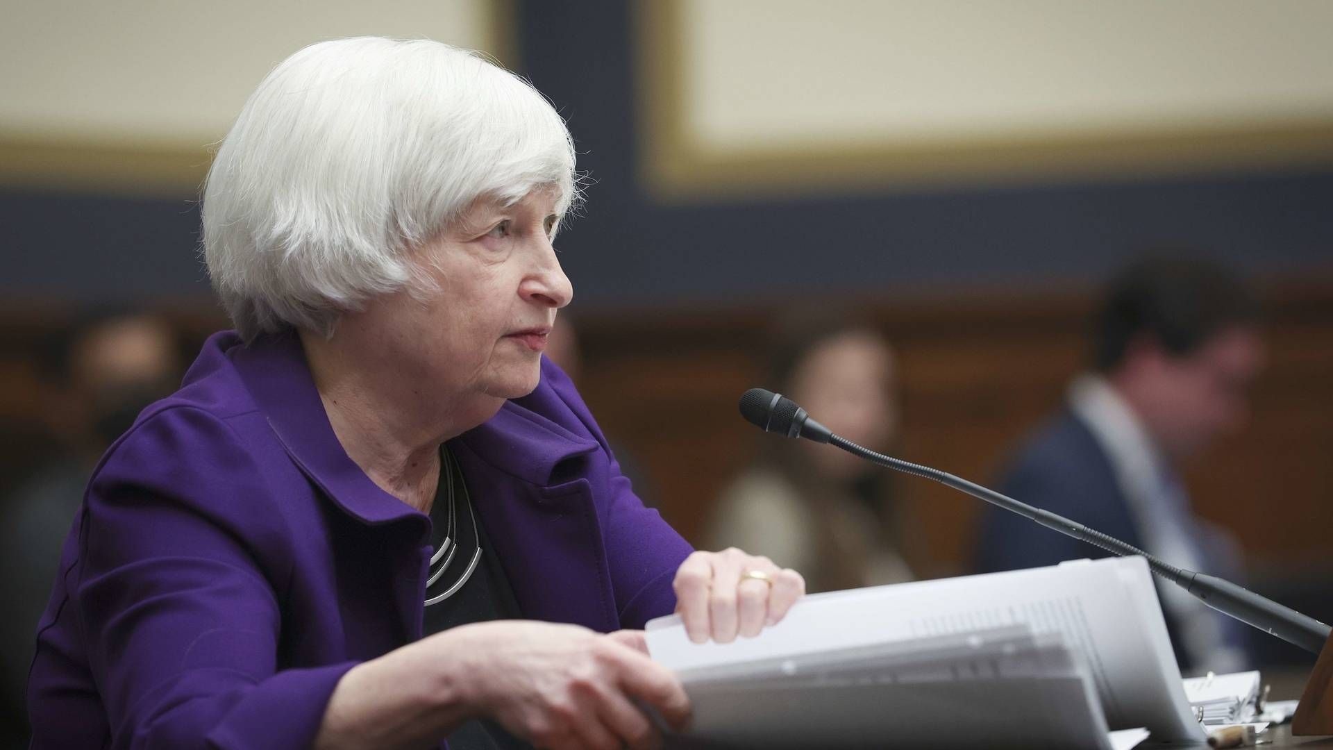 "Der er sket en udvikling, som vedrører flere banker, og som jeg holder tæt øje med. Når banker oplever finansielle tab, så bør det give anledning til bekymring," siger Janet Yellen. | Foto: WIN MCNAMEE/AFP / GETTY IMAGES NORTH AMERICA