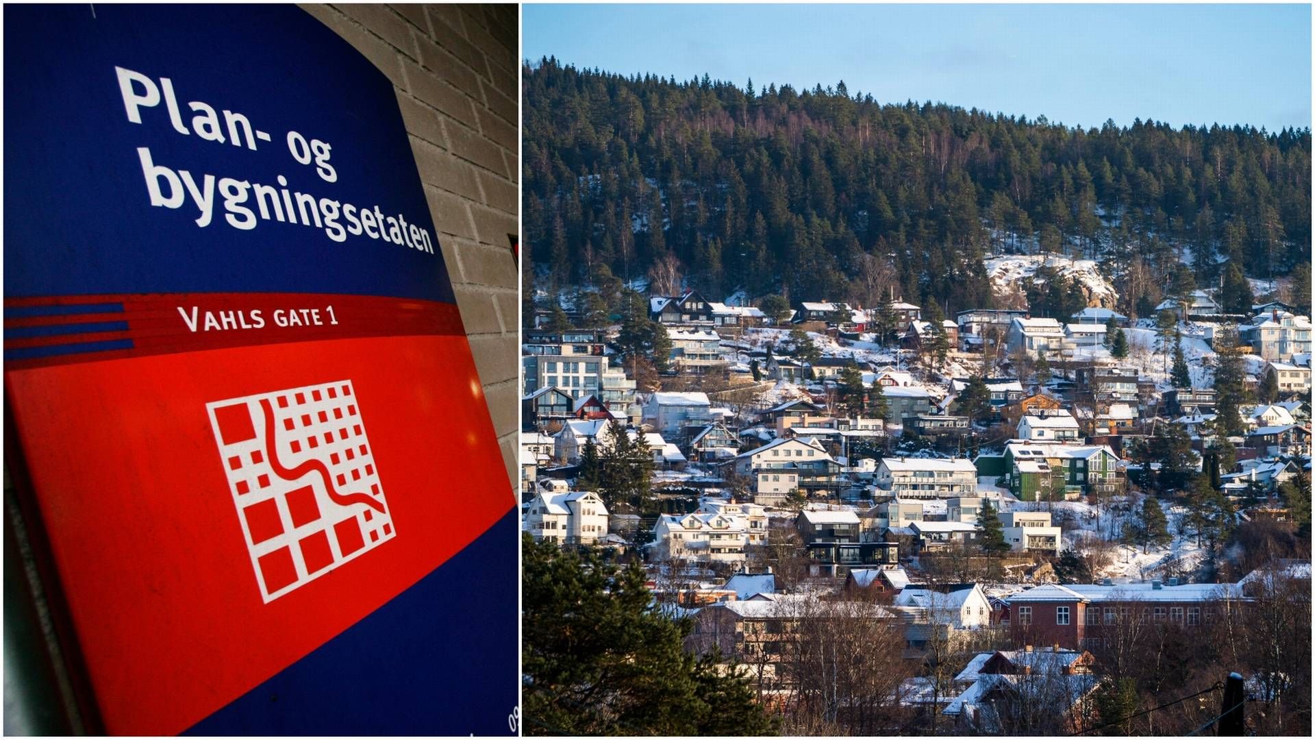 FRISTEN UTE: PBE i Oslo har fått inn mange høringssvar i forbindelse med revidert småhusplan. | Foto: Erlend Aas/NTB og Håkon Mosvold Larsen/NTB. Collage: EiendomsWatch