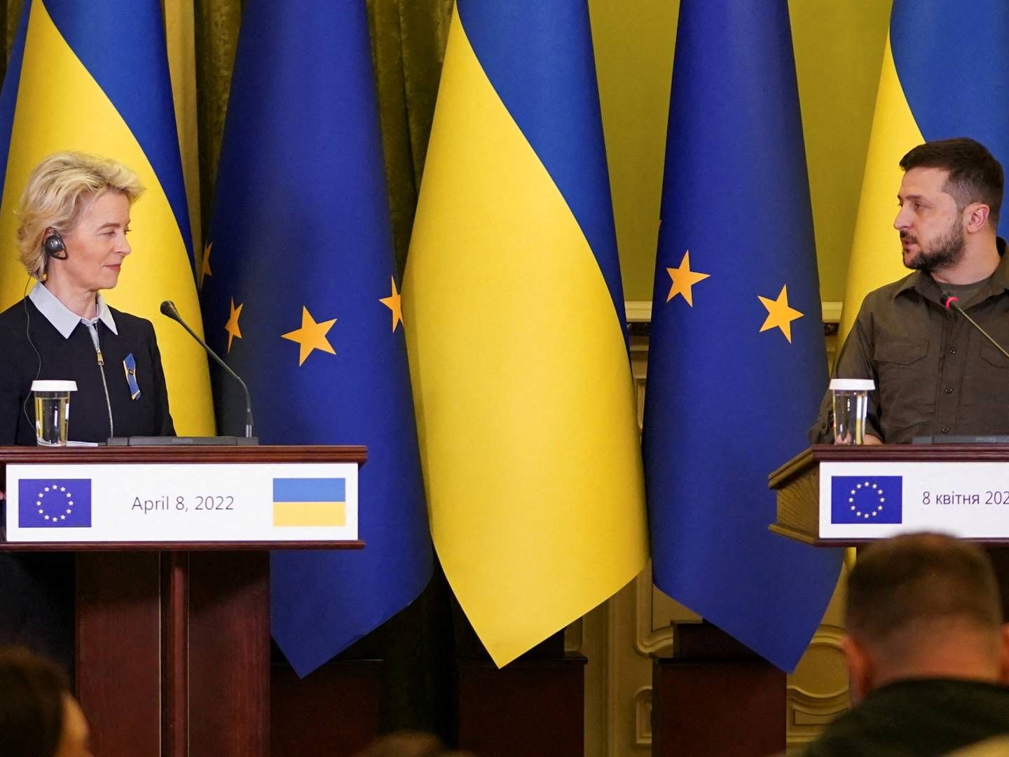 Formand for EU-kommissionen Ursula von der Leyen, mødtes med Ukraines præsident Volodymyr Zelenskiy fredag. | Foto: JANIS LAIZANS/REUTERS / X06701