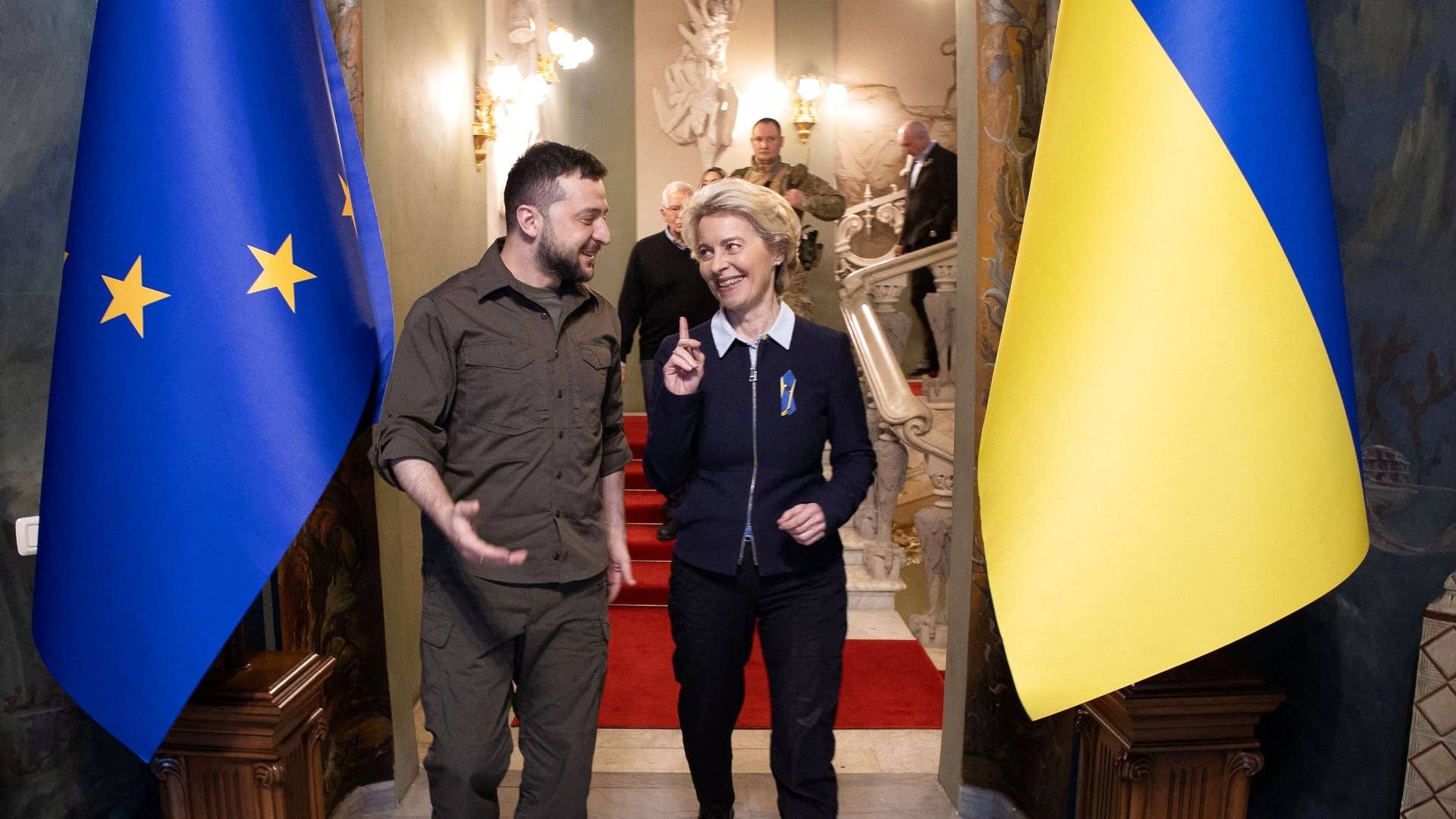 Ukraines president, Volodymyr Zelenskyj, og EU-Kommissionens formand, Ursula von der Leyen. | Foto: Ukrainian Presidential Press Service/Reuters/Ritzau Scanpix