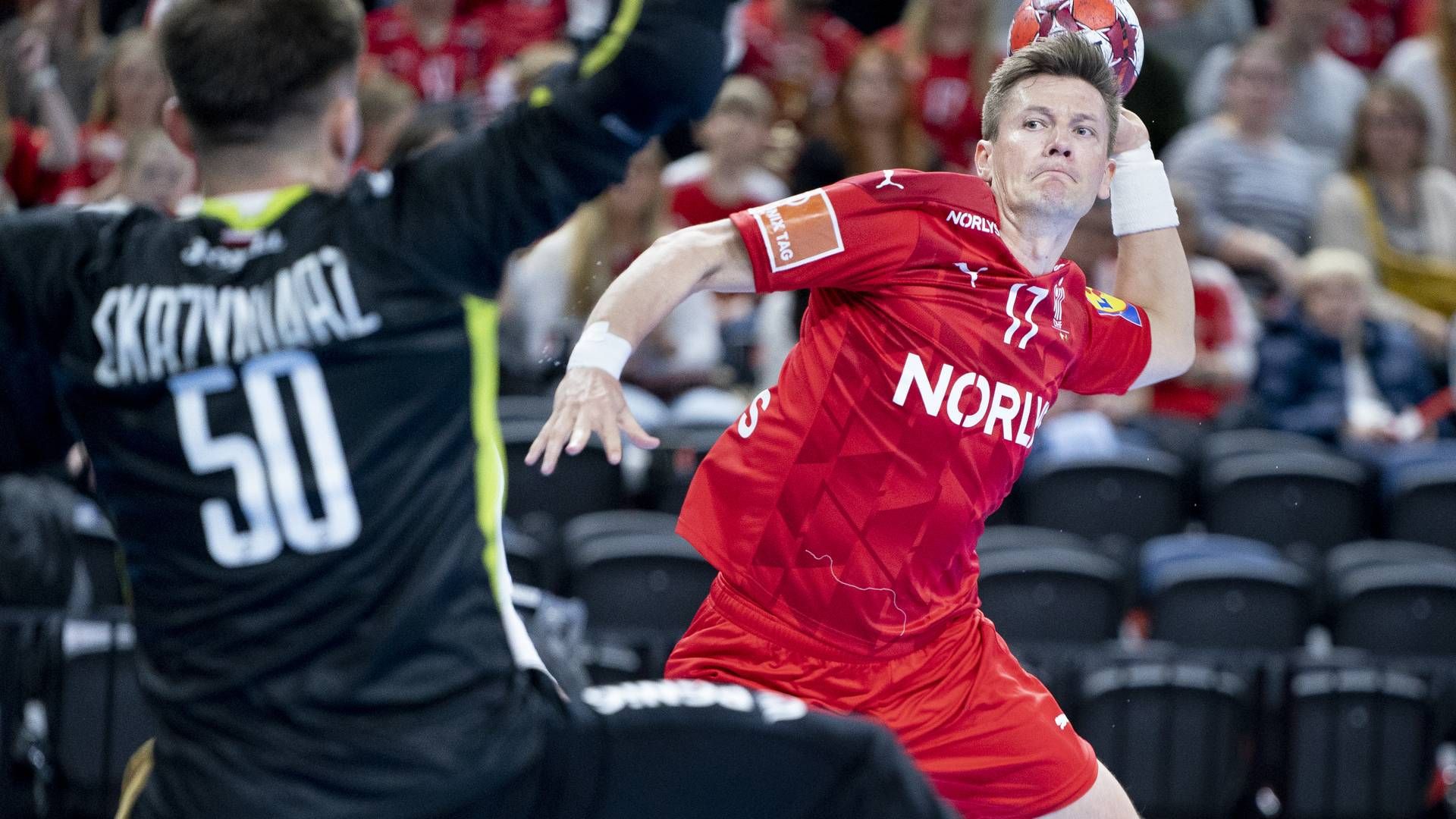 Lasse Svan under herrehåndbold testkampen mellem Danmark og Polen, i Royal Arena i København, torsdag den 14. april 2022.. | Foto: LISELOTTE SABROE/Ritzau Scanpix