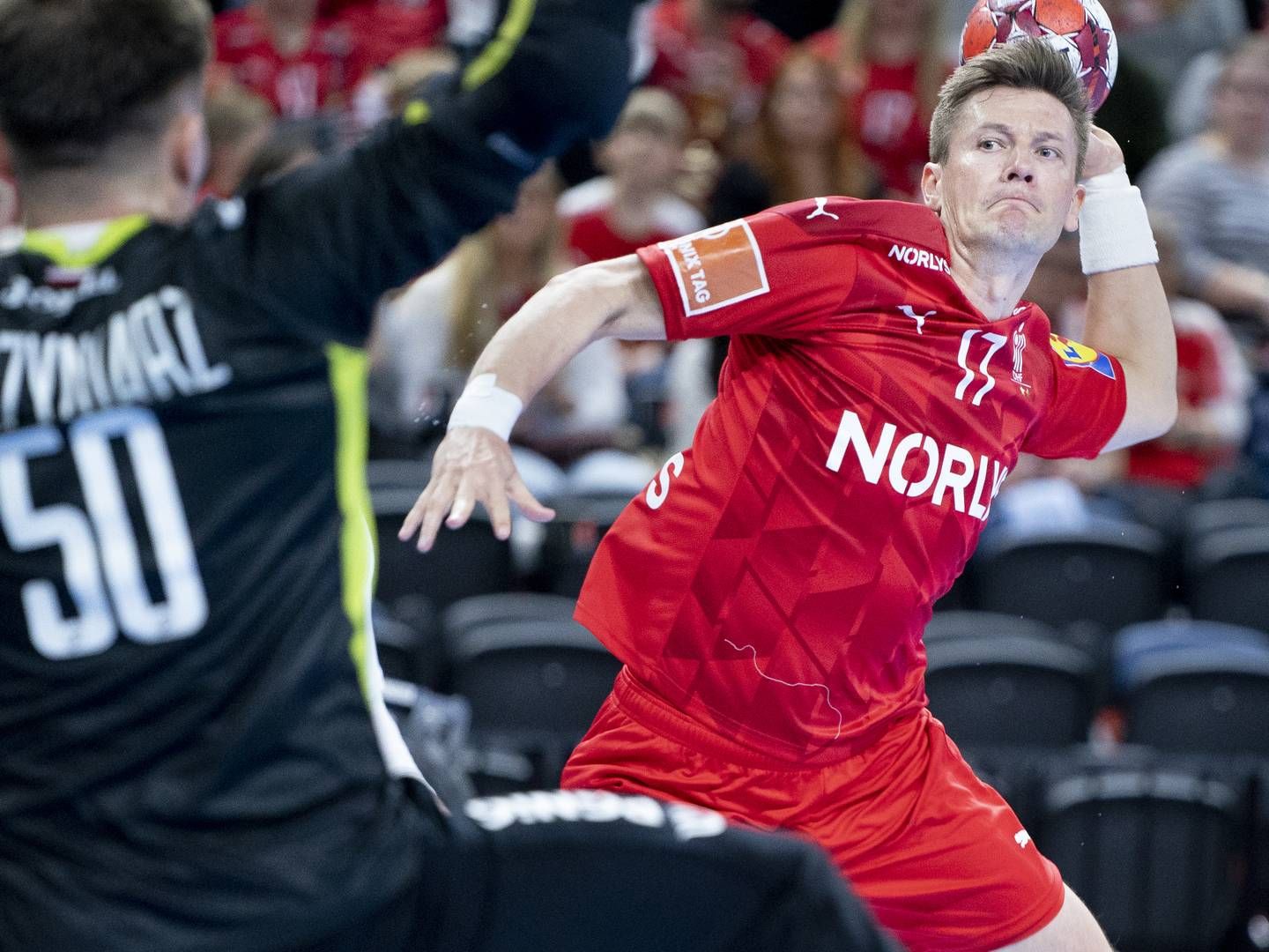 Lasse Svan under herrehåndbold testkampen mellem Danmark og Polen, i Royal Arena i København, torsdag den 14. april 2022.. | Foto: LISELOTTE SABROE/Ritzau Scanpix