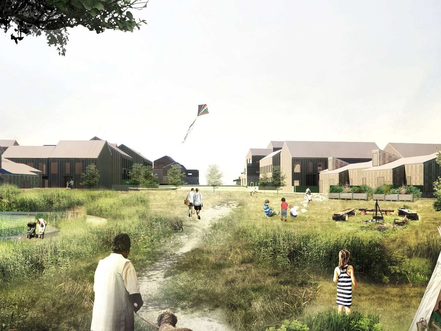 Visualisering af den ny bydel Landskabsbyen med 900 boliger nordvest for København. | Foto: PR / Tegnestuen Vandkunsten