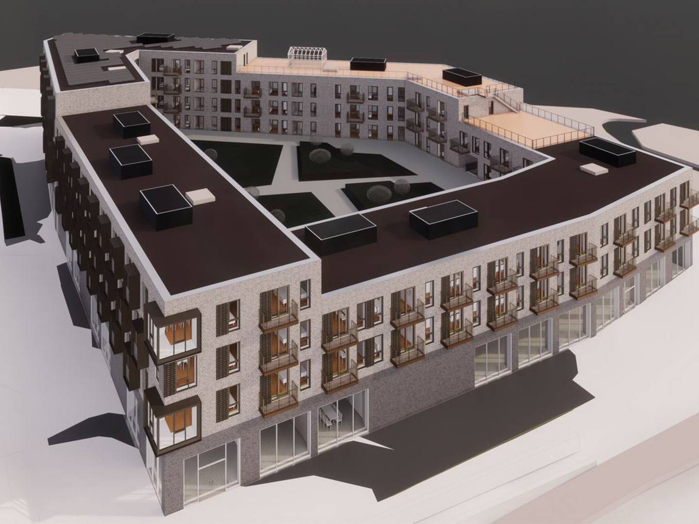 Det kommende byggeri i Hillerød bliver opført i 2-4 etager med en maksimalhøjde på 18 meter. | Foto: PR-visualisering
