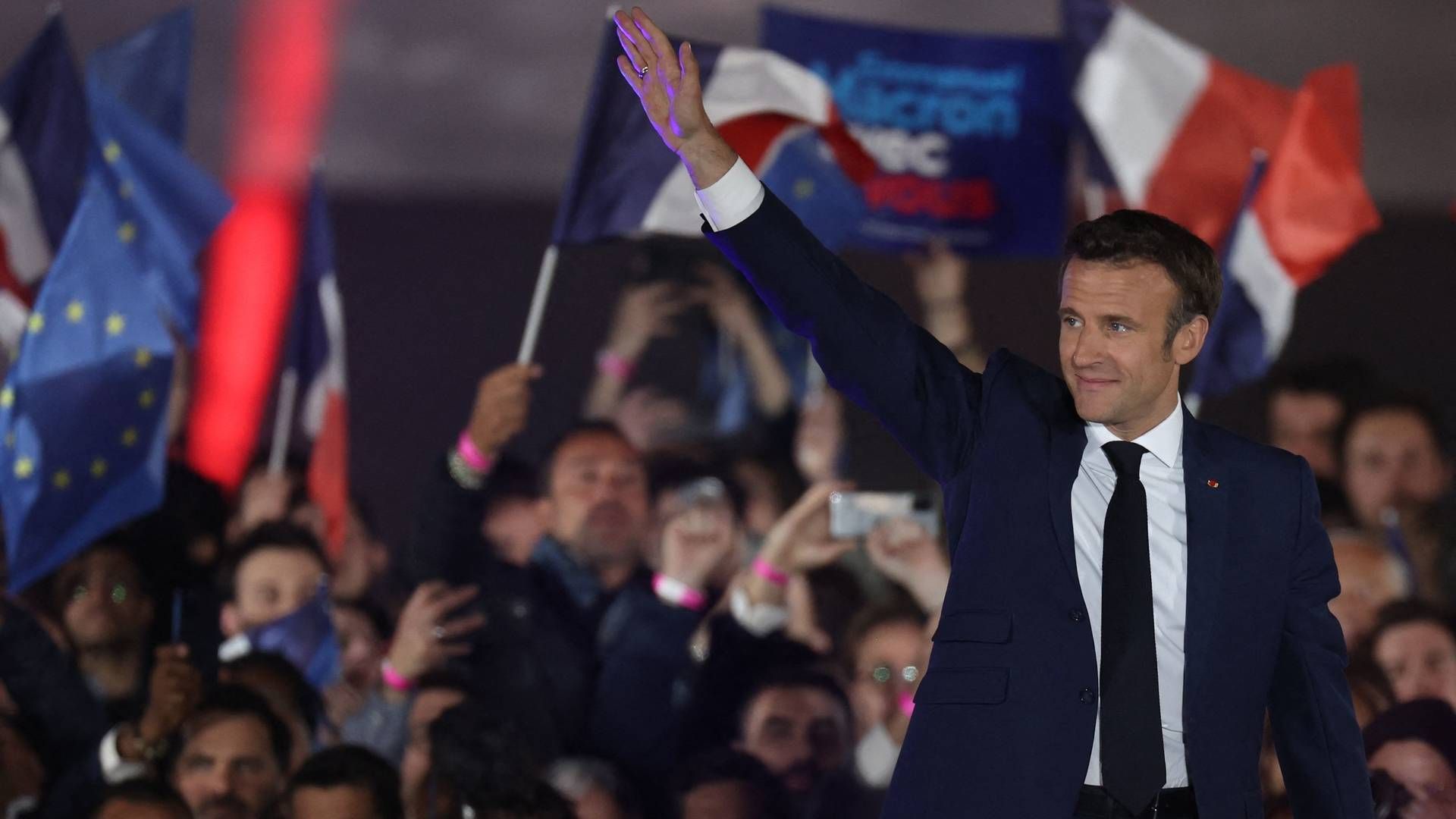 Danske politikere udtrykker lettelse over Emmanuel Macrons sejr ved det franske præsidentvalg. | Foto: Thomas Coex/AFP / AFP