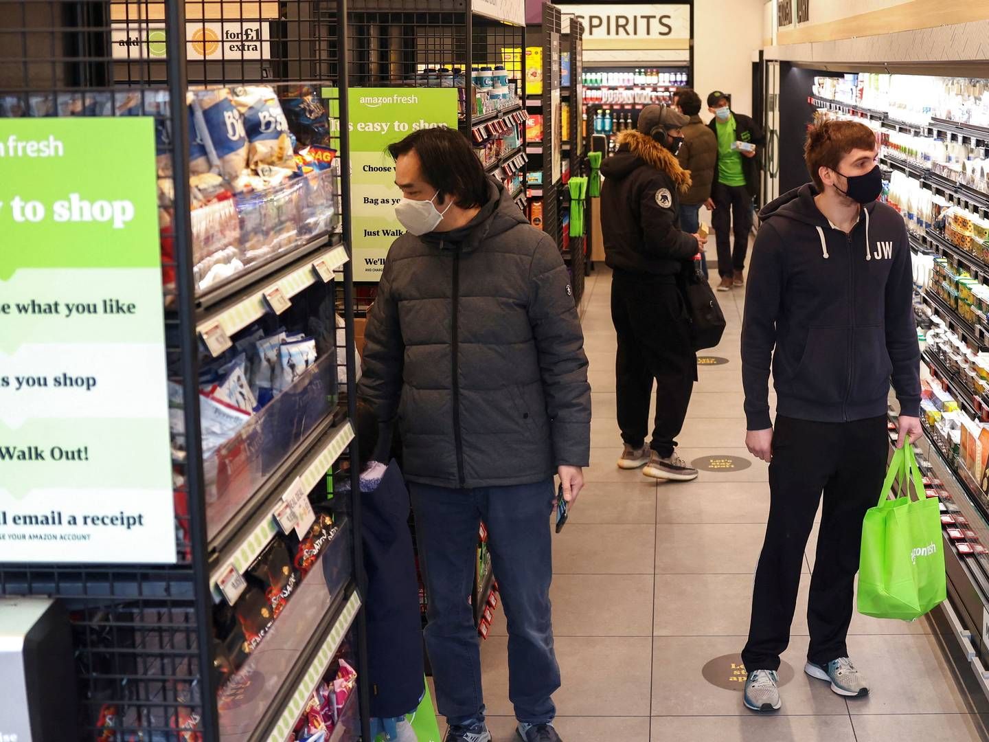 Amazon gik for alvor ind på det fysiske dagligvaremarked sidste år og åbnede 15 Amazon Fresh-butikker i London. | Foto: Henry Nicholls/Reuters/Ritzau Scanpix