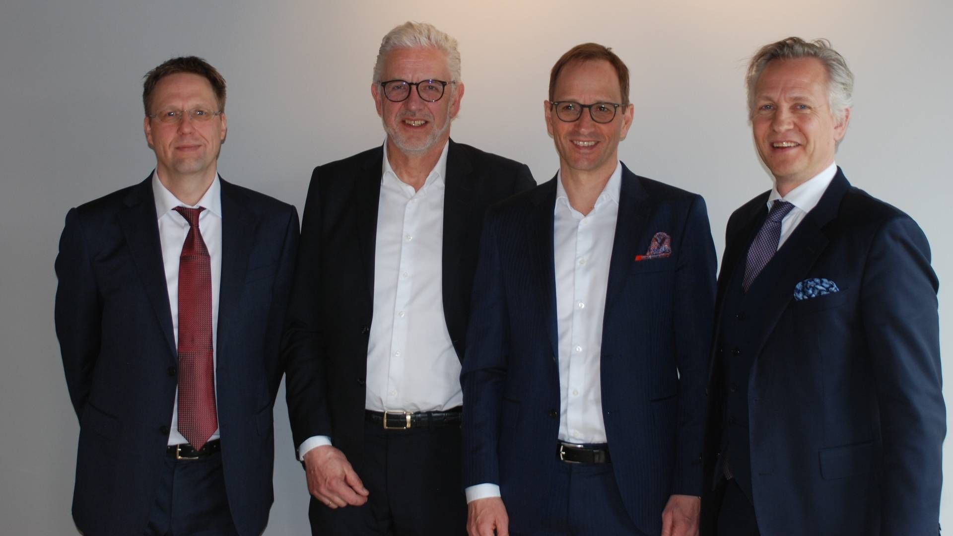 Fra venstre: Jens-Christian Pastille (managing partner for Baltikum og Norden hos Rödl & Partner), Johan S. Seland (partner i Seland|Rödl & Partner), Christian Rödl (administrerende direktør og styreleder i Rödl & Partner), Jørgen S. Jynge (managing i Seland|Rödl & Partner) | Foto: Advokatfirmaet Seland|Rödl & Partner