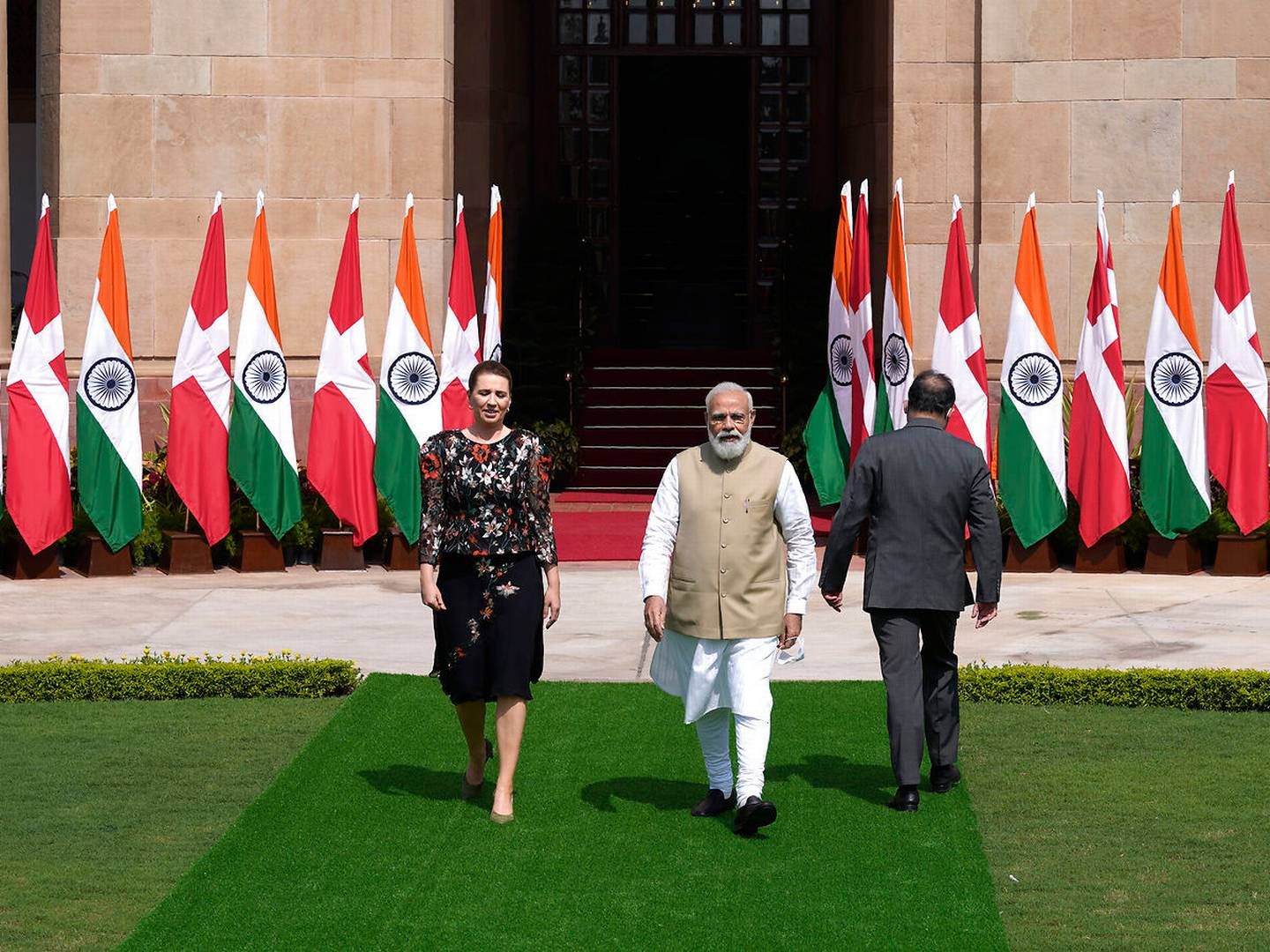 Mette Frederiksen besøgte Indiens premierminister, Narendra Modi, i oktober sidste år. Arkivfoto: Manish Swarup/AP/Ritzau Scanpix