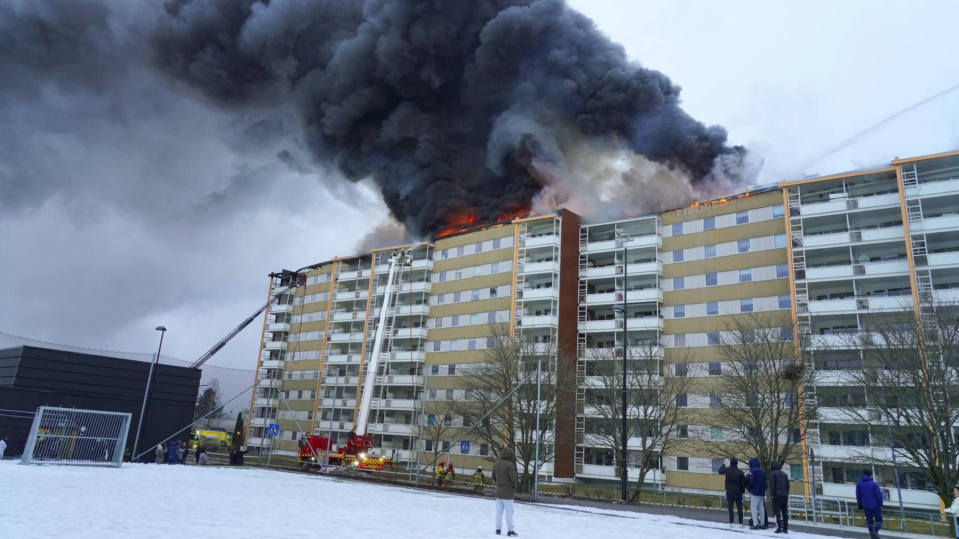 Denne blokken brant i Drammen 9. mars i år. | Foto: NTB / Terje Bendiksby