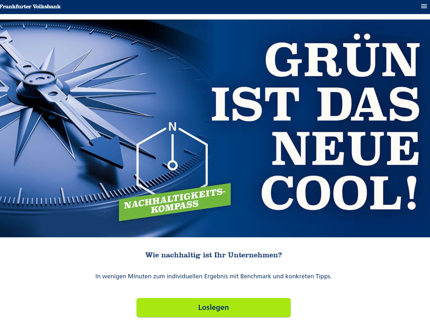 Screenshot der Website, über die Firmenkunden der Frankfurter Volksbank eine Ökobilanz für sich erstellen können | Foto: Frankfurter Volksbank