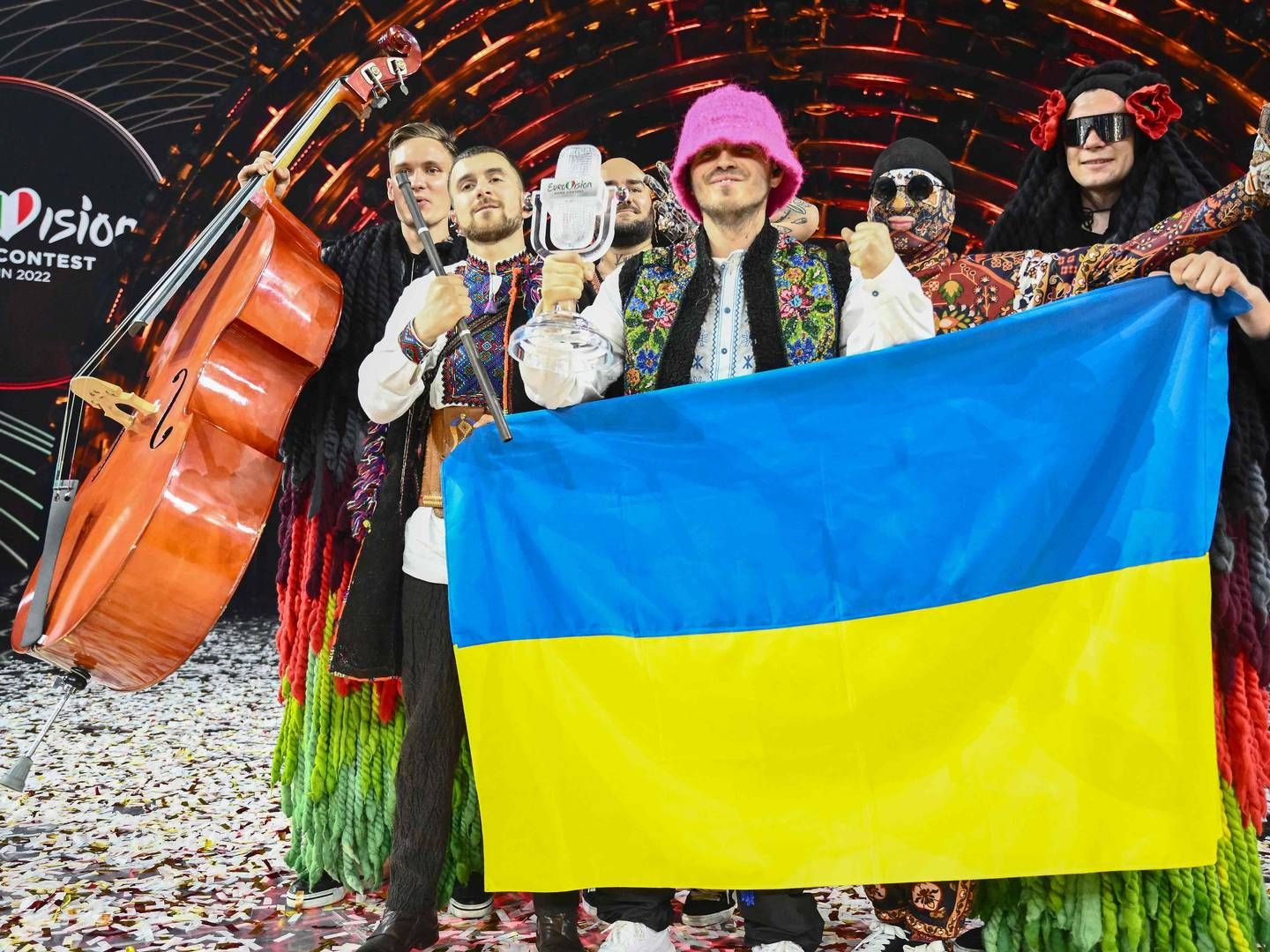 Vinderne af dette års Eurovision blev Ukraines Kalush Orchestra med sangen "Stephania". | Foto: Marco Bertorello/AFP/Ritzau Scanpix