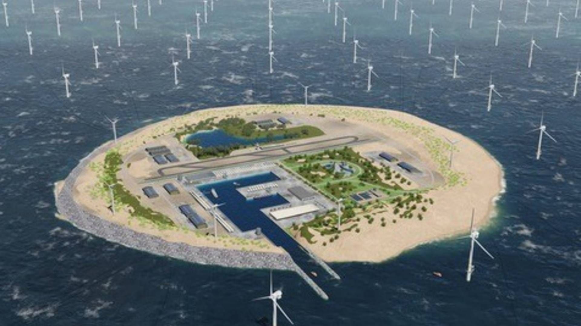 There is still significant uncertainty over the final design of the energy island in the Danish part of the North Sea. This was German TSO Tennet's original illustration of an artificial island. | Photo: PR - TenneT
