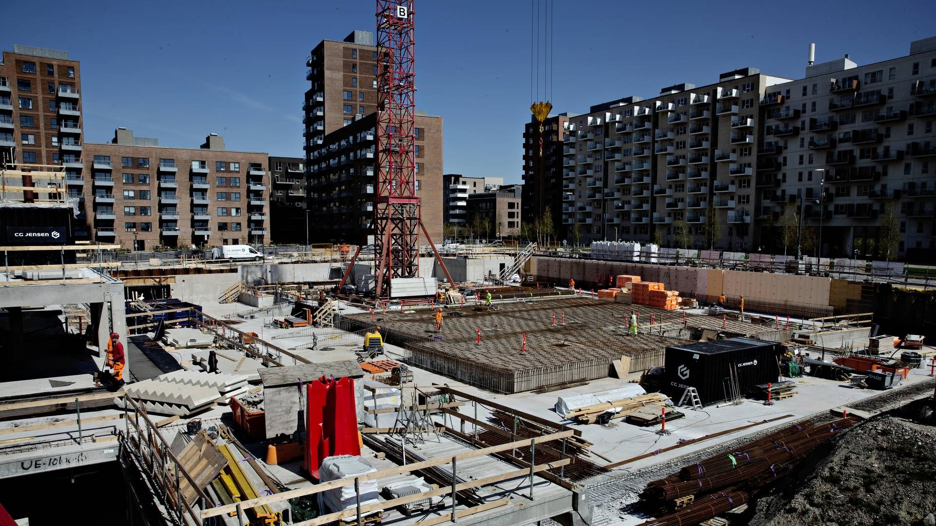 Byggeplads i Ørestad, Amager. Ved siden af denne byggeplads bygges Danmarks højeste træhus. | Foto: Martin Lehmann