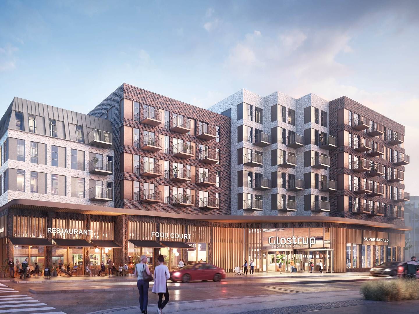 En foreløbig skitse af, hvordan Glostrup Shoppingcentre i fremtiden kan komme til at se ud, når der udbygges med boliger. | Foto: PR-visualisering