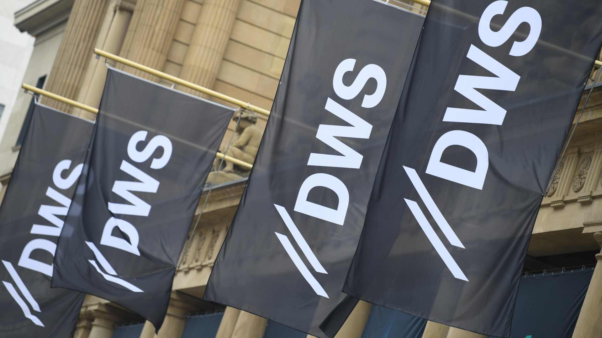Logo der DWS auf Fahnen | Foto: picture alliance / Arne Dedert/dpa