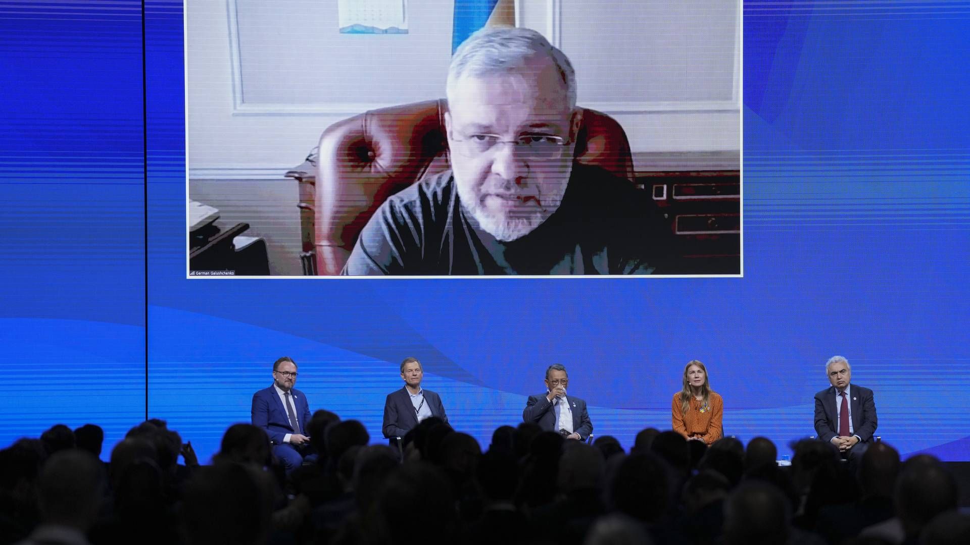 The backdrop of this year's conference on energy efficiency is Russia's invasion of Ukraine and the current energy crisis. Photo shows Ukrainian Minister of Energy German Galuschenko partaking remote from his home country. | Photo: CLAUS FISKER/Claus Fisker