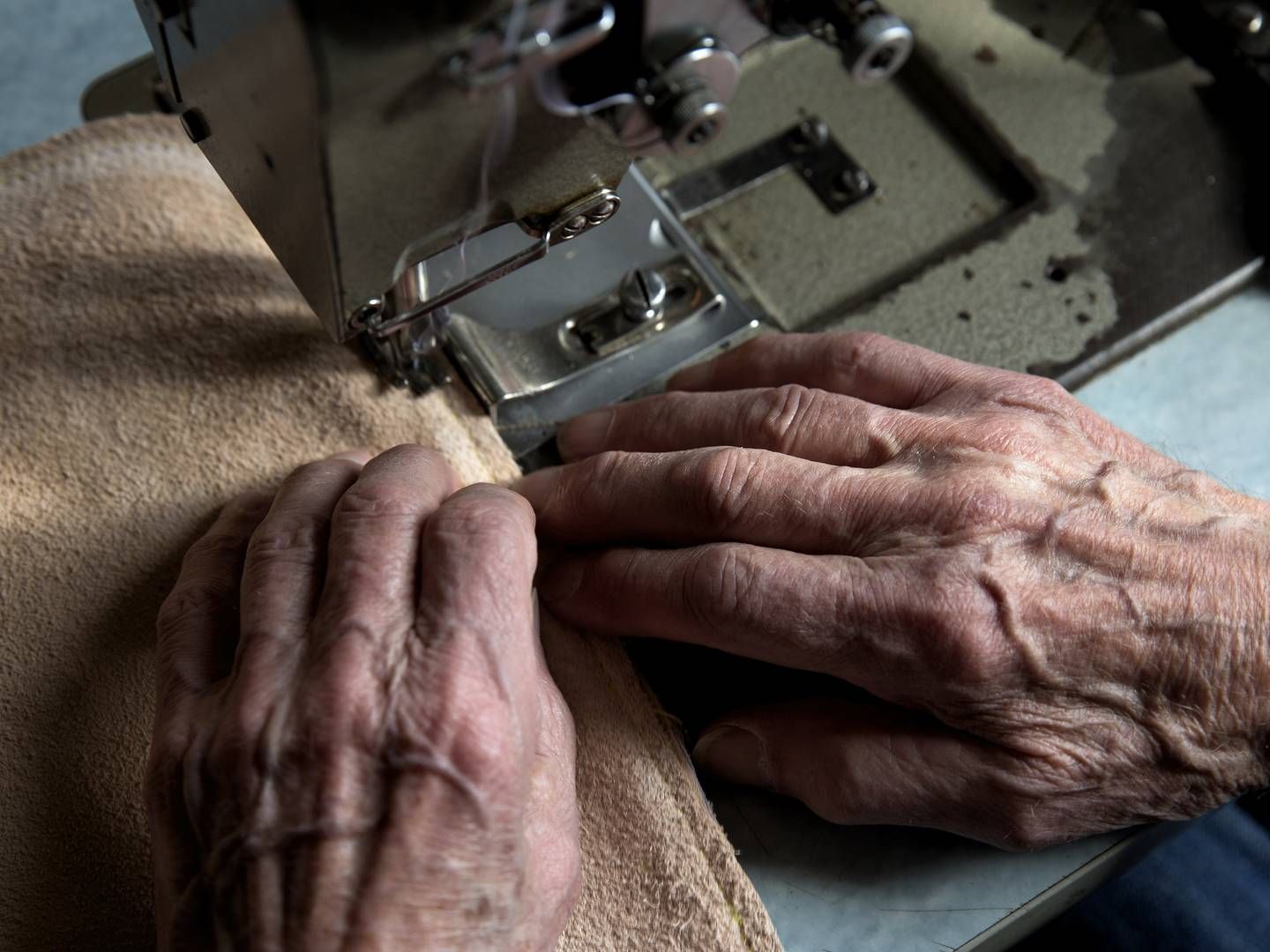 Ældre vælger i højere grad at blive på arbejdsmarkedet. Arkivfoto af en møbelpostrer i arbejde. | Foto: Jacob Ehrbahn