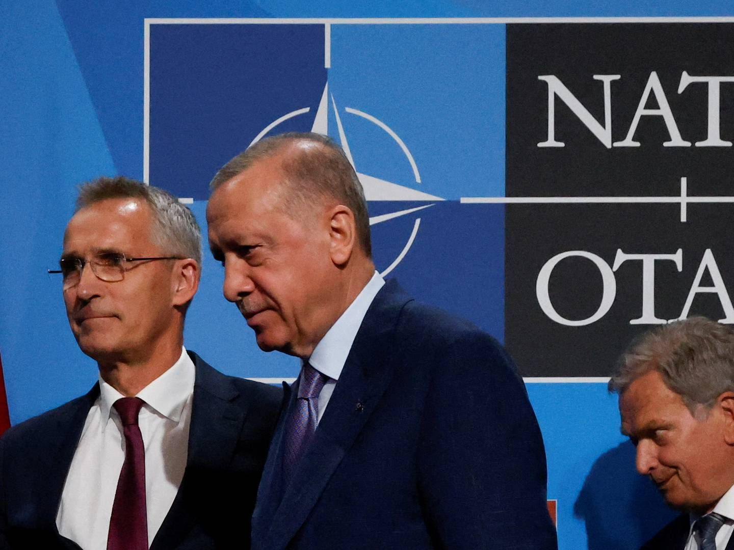 Nato-chef Jens Stoltenberg og Tyrkiet-præsident Recep Erdogan til Nato-møde i Madrid. | Foto: Yves Herman/REUTERS / X00380