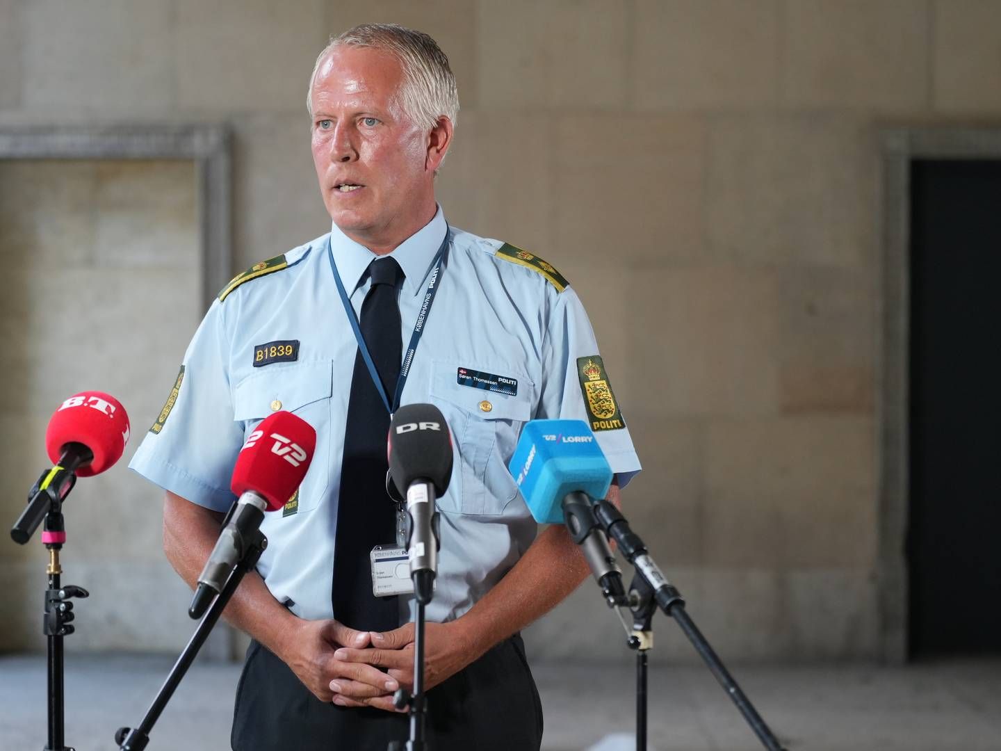 Politis chefpolitiinspektør Søren Thomassen orienterer om hændelsen i Fields søndag den 3. juli 2022.