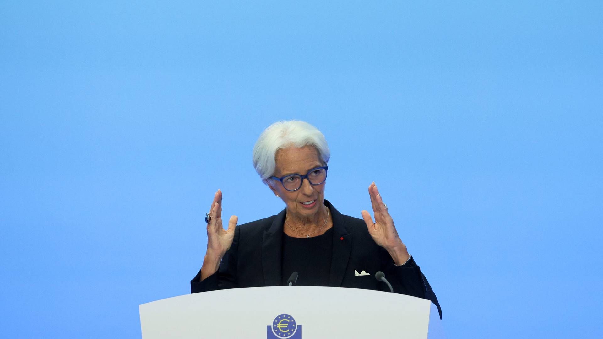 ECB's centralbankchef Christine Lagarde forventer, at væksten gennem hele 2023 bliver på 0,9 pct. | Foto: Wolfgang Rattay/REUTERS / X00227