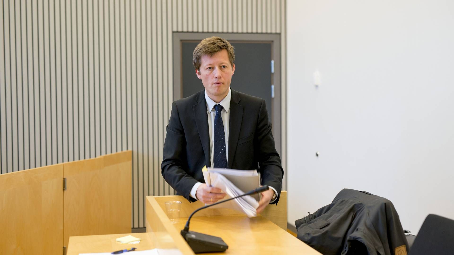 Forsvarer Ørjan Eskeland under rettssaken etter drapet på Agnes Müller i Jæren tingrett i 2014. | Foto: Tommy Ellingsen/NTB