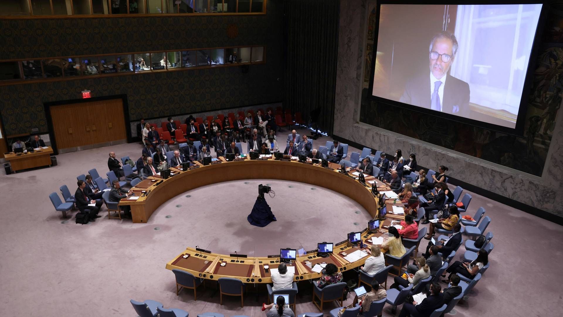 IAEA Director General Rafael Grossi digitally addressed the UN Security Council in New York City on Thursday. | Photo: Andrew Kelly/REUTERS / X02844