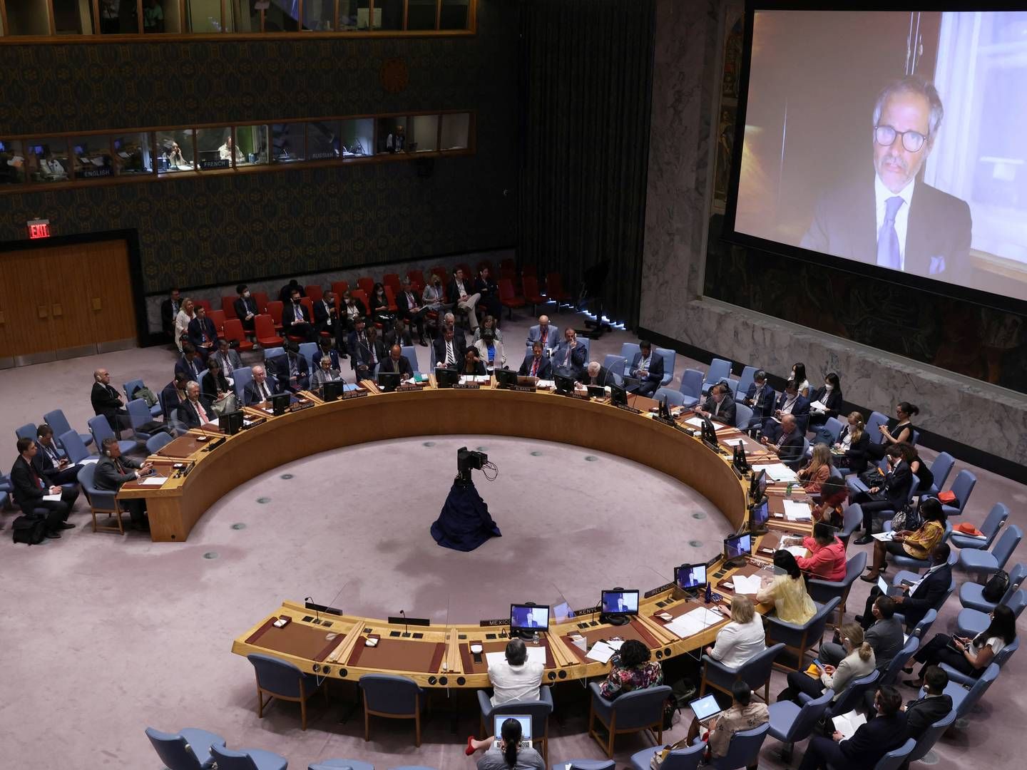 IAEA Director General Rafael Grossi digitally addressed the UN Security Council in New York City on Thursday. | Photo: Andrew Kelly/REUTERS / X02844